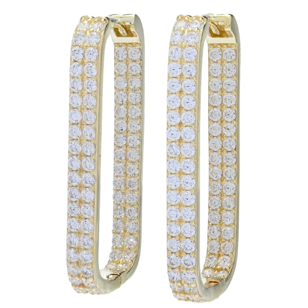 Brilliante Simulated Diamond Choice of Size Paperclip Hoop Earrings - Image 3