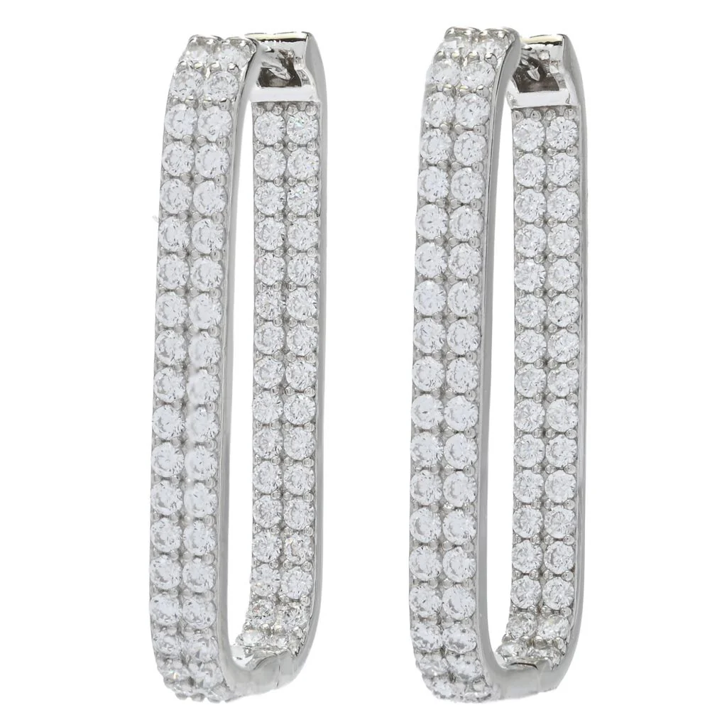 Brilliante Simulated Diamond Choice of Size Paperclip Hoop Earrings - Image 6