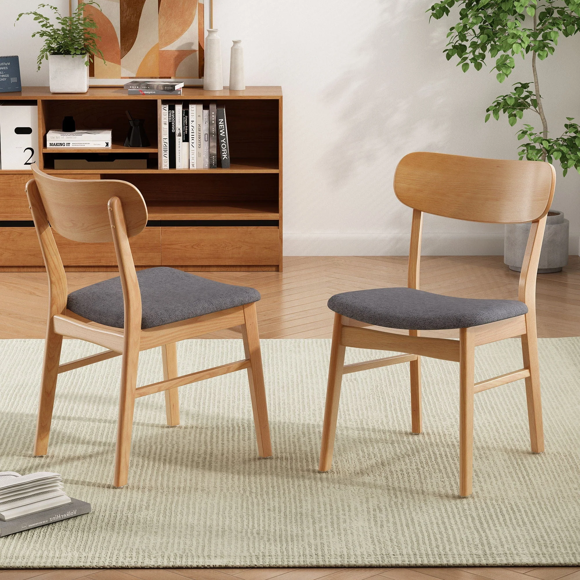 Brilliantine Dining Chair With Cushion and Wood Frame (Set of 2) - Image 4