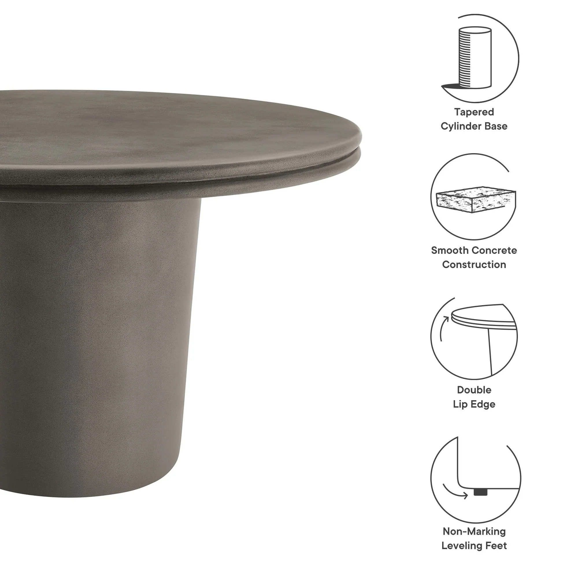 Brion 48" Indoor - Outdoor Patio Concrete Round Dining Table by Modway - Image 12