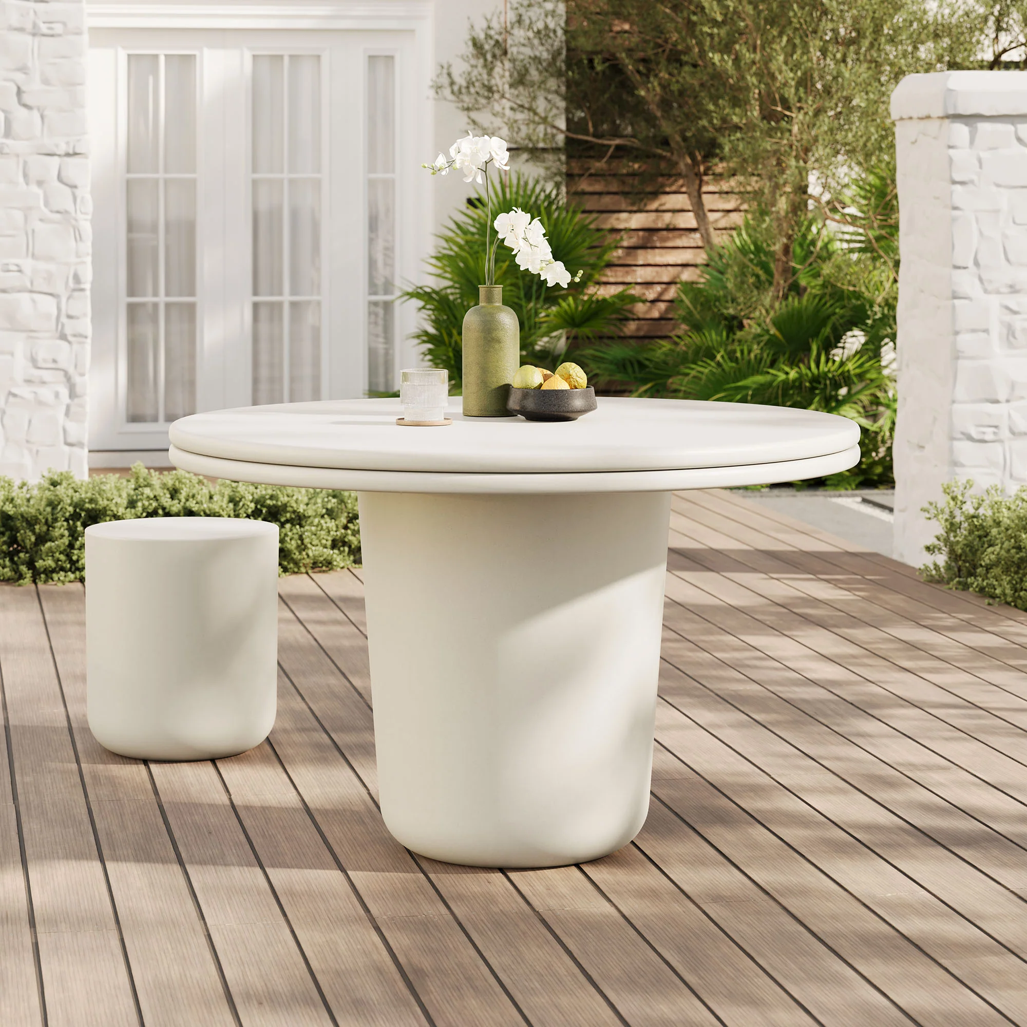 Brion 48" Indoor - Outdoor Patio Concrete Round Dining Table by Modway - Image 6
