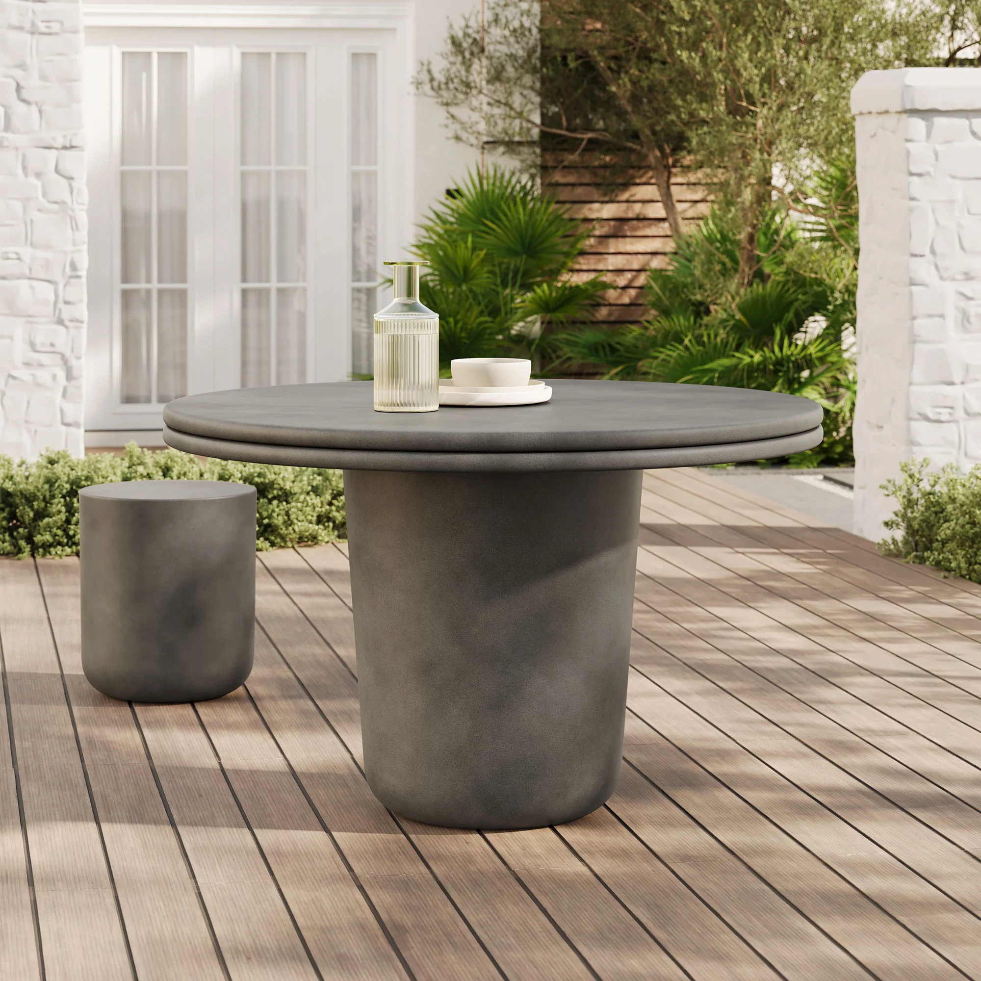Brion 48" Indoor - Outdoor Patio Concrete Round Dining Table by Modway - Image 9
