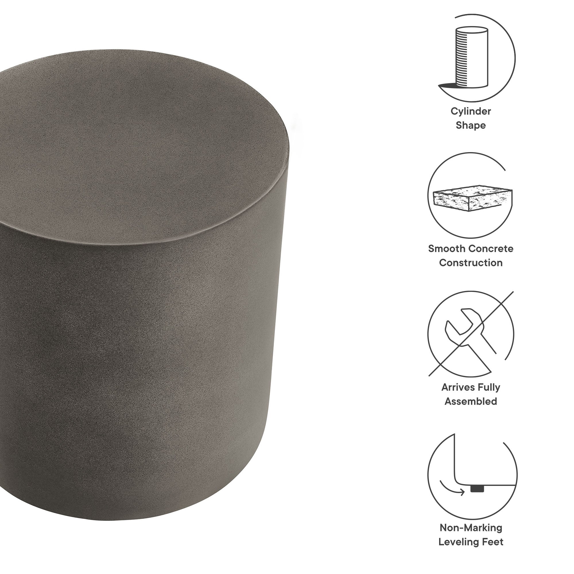 Brion Indoor-Outdoor Patio Concrete Stool by Modway - Image 3