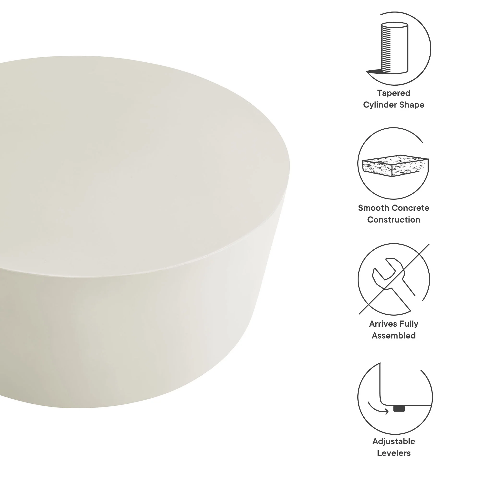 Brion Round Indoor - Outdoor Patio Concrete Coffee Table by Modway - Image 12