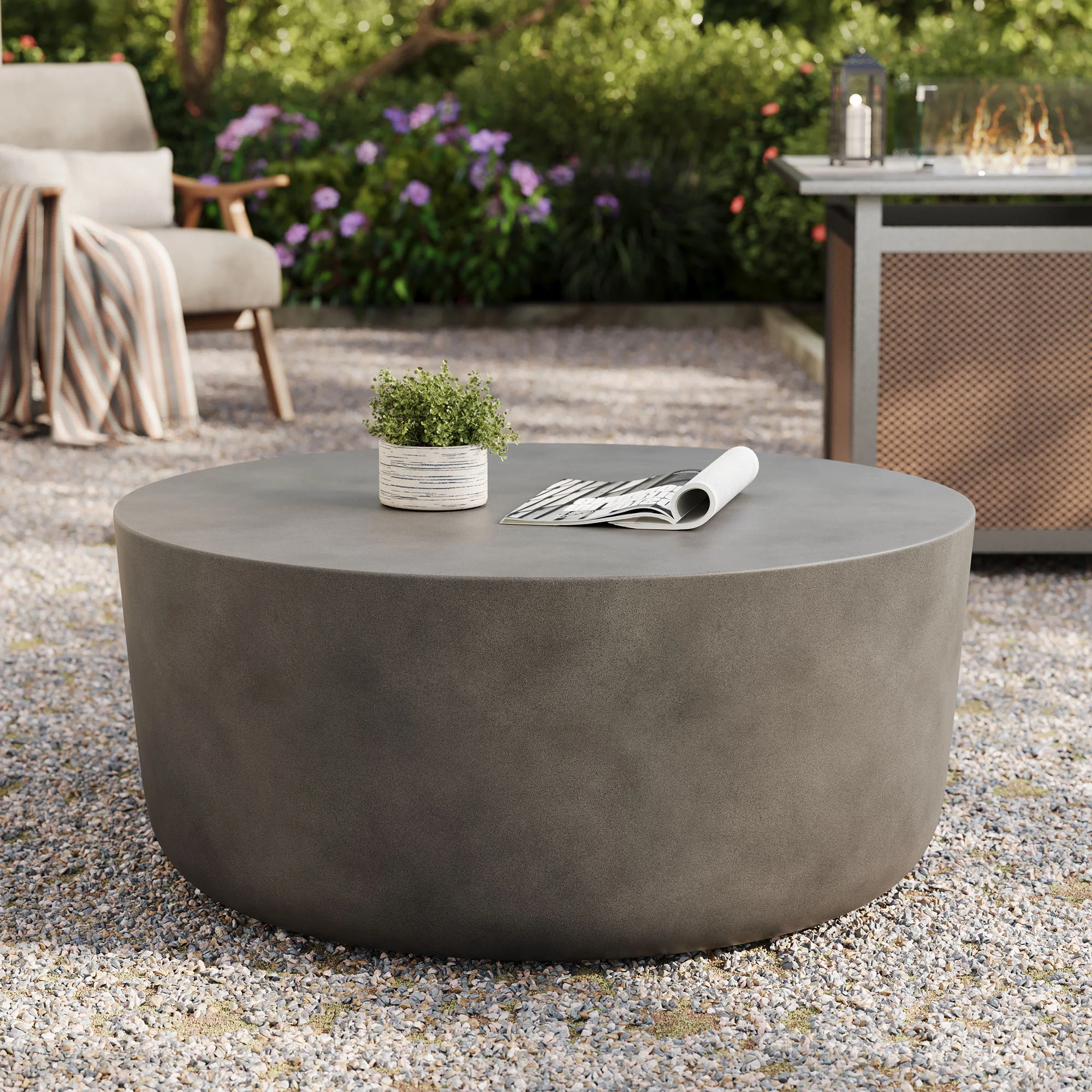 Brion Round Indoor - Outdoor Patio Concrete Coffee Table by Modway - Image 7