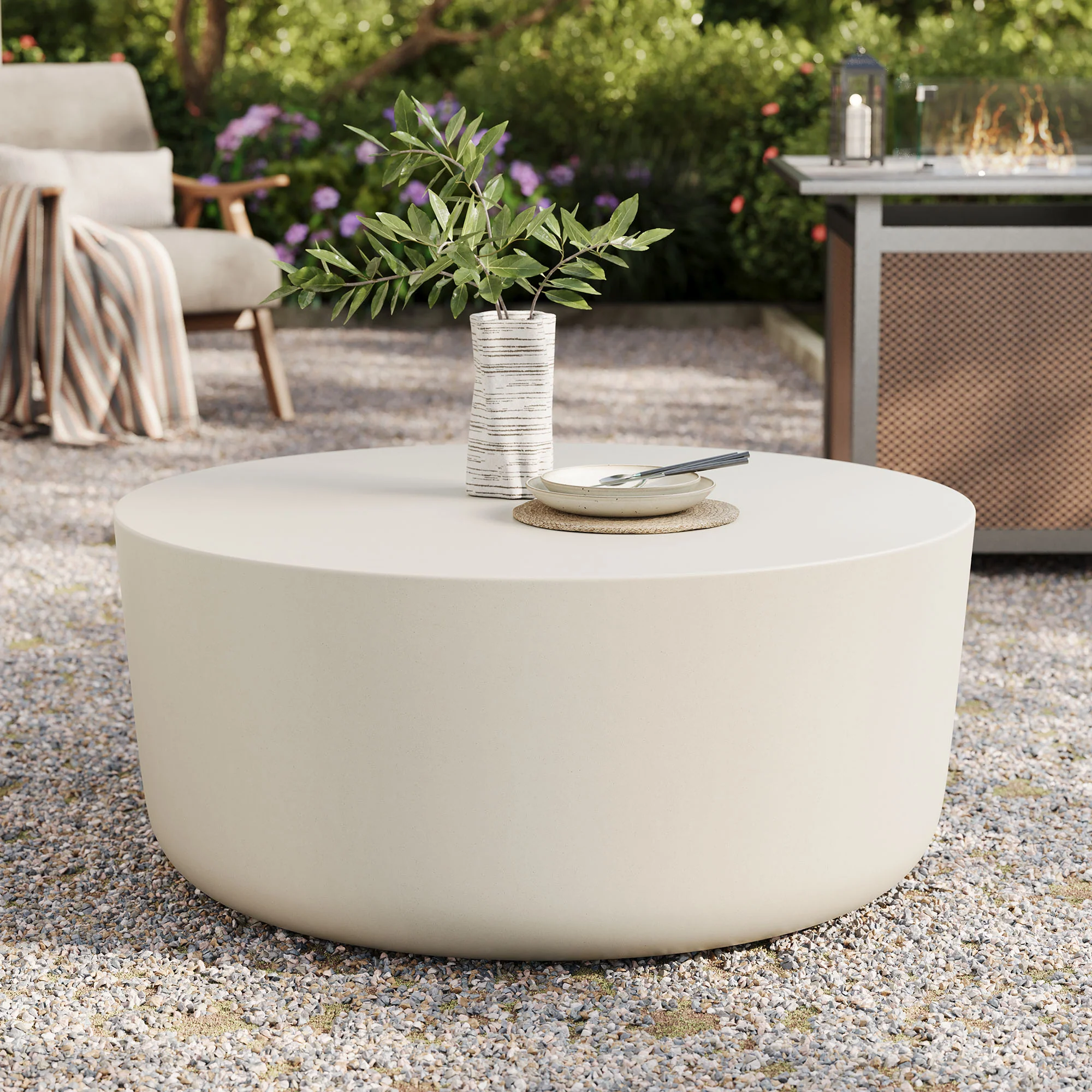 Brion Round Indoor - Outdoor Patio Concrete Coffee Table by Modway - Image 8