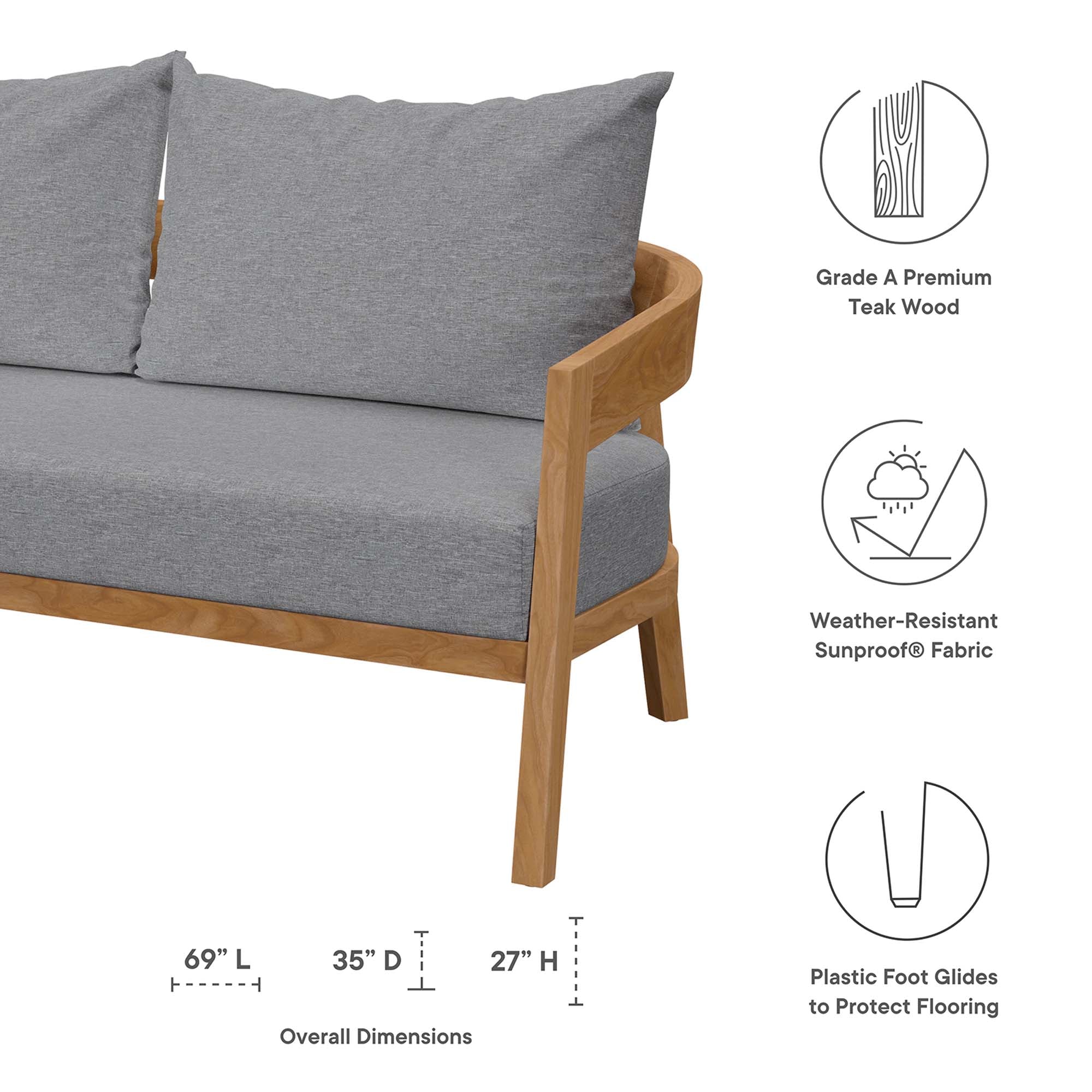 Brisbane Teak Wood Outdoor Patio Loveseat by Modway - Image 19