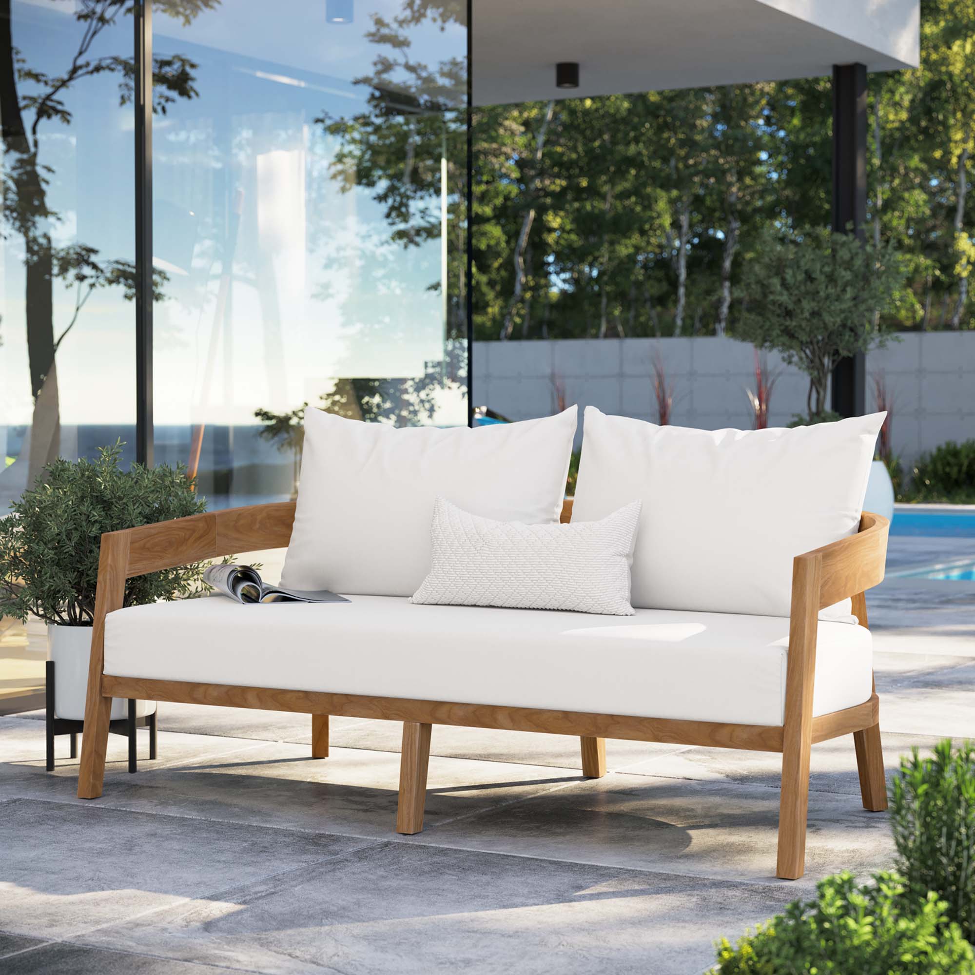 Brisbane Teak Wood Outdoor Patio Loveseat by Modway - Image 8
