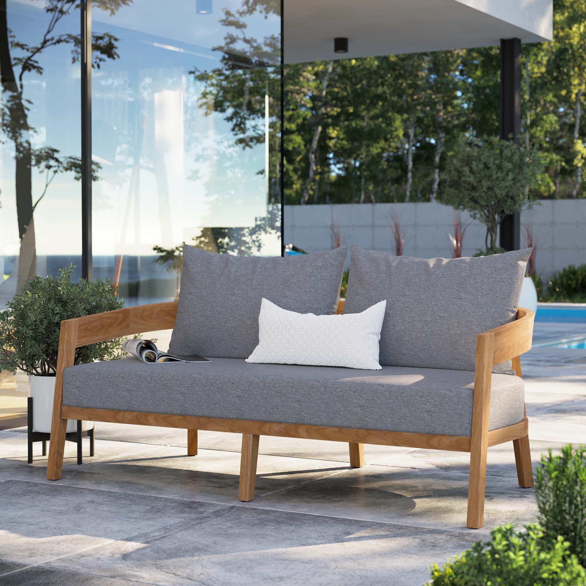 Brisbane Teak Wood Outdoor Patio Loveseat by Modway - Image 9