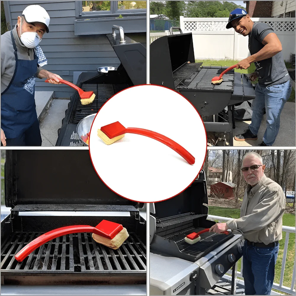 Bristle-Free Grill Steam Cleaner Brush with Long Handle - Image 7