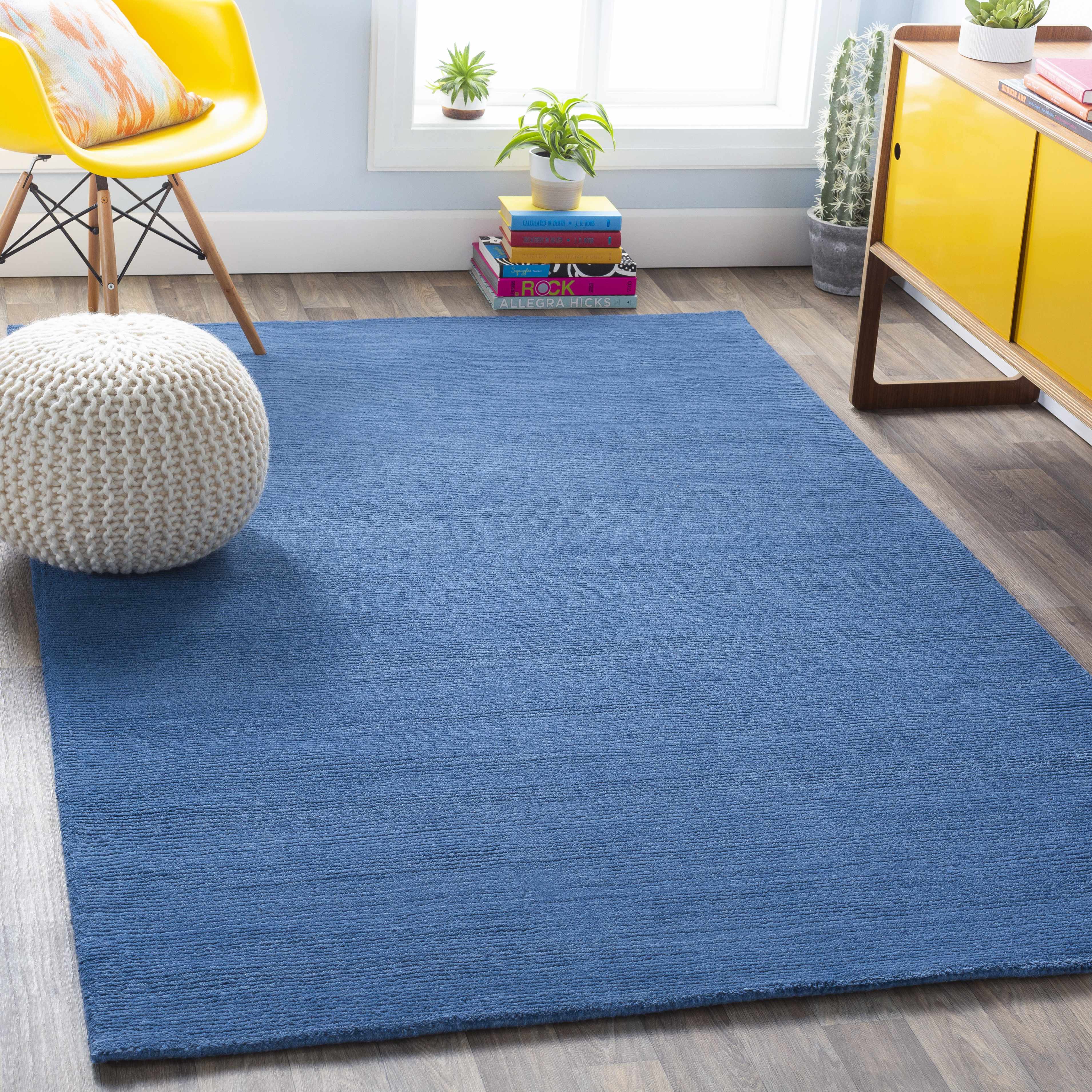 Brockton Solid Blue Wool Rug - Image 2