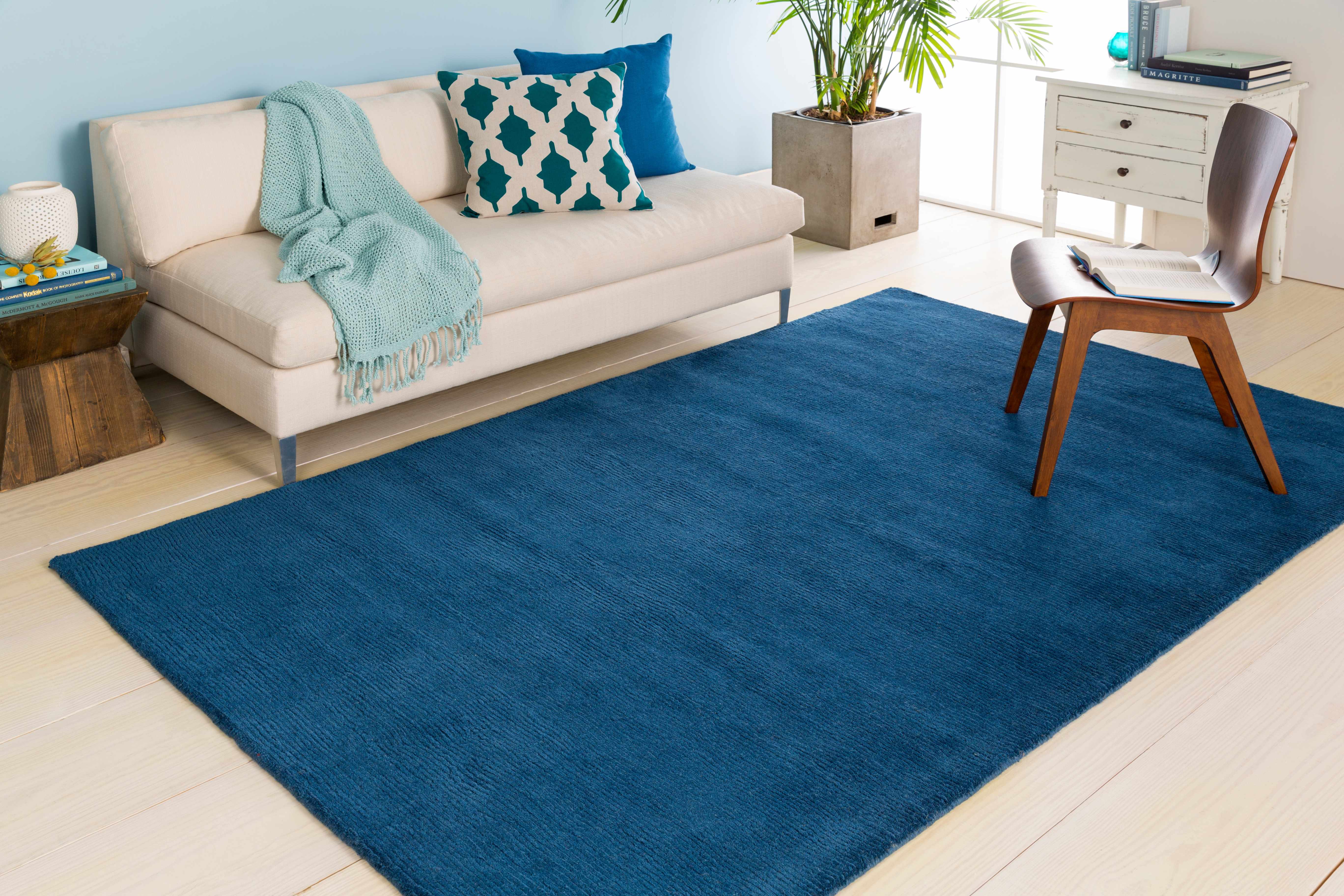 Brockton Solid Blue Wool Rug - Image 3