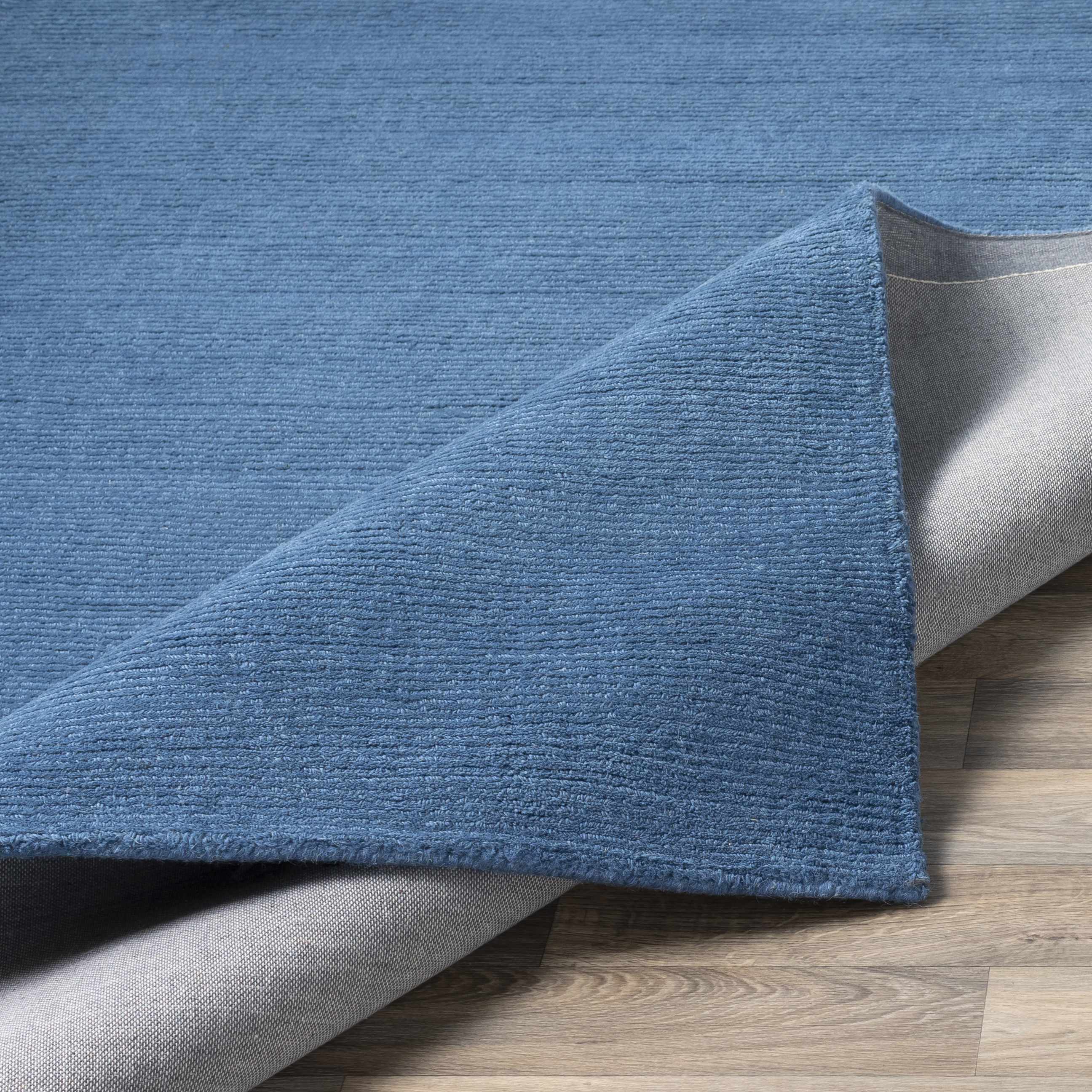 Brockton Solid Blue Wool Rug - Image 5