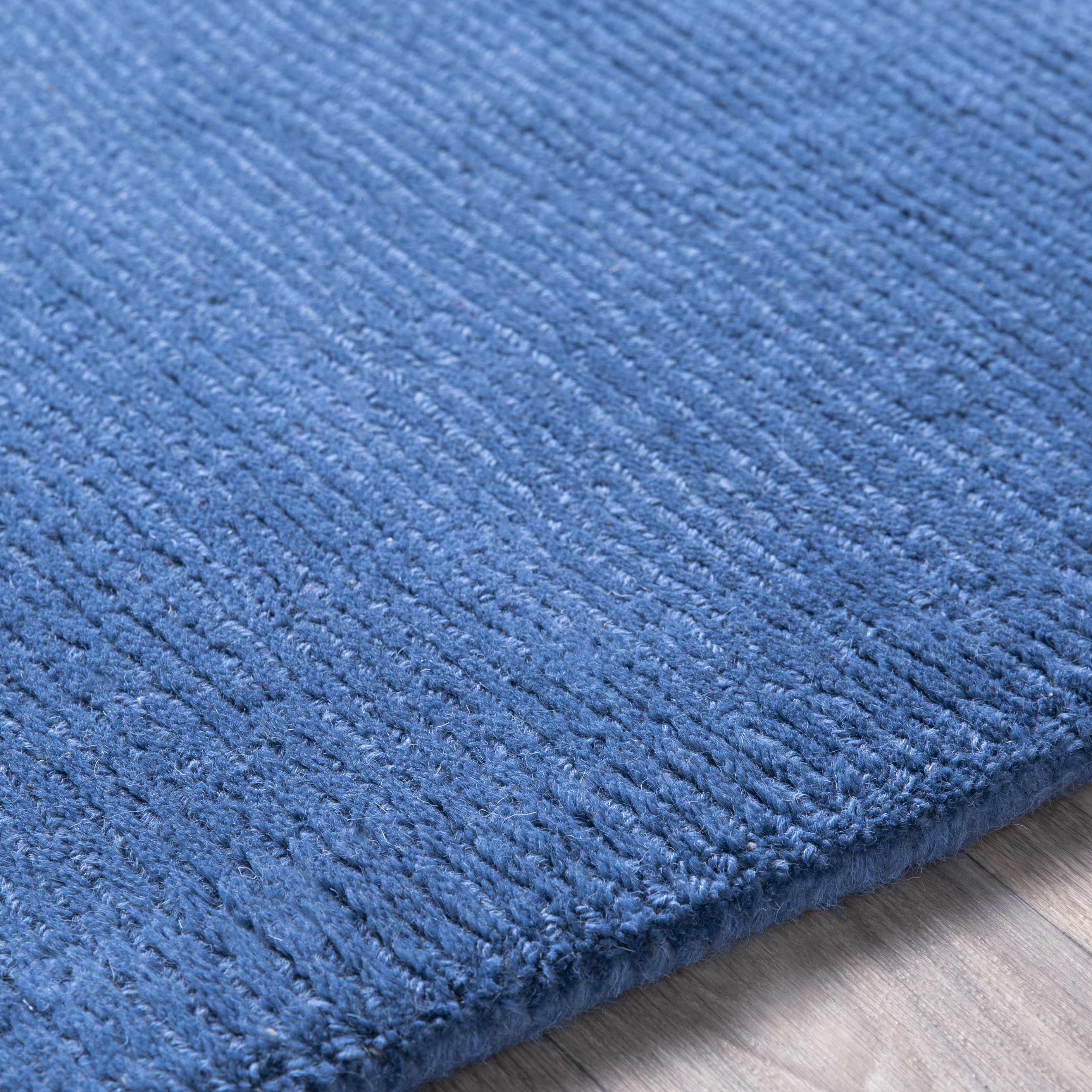 Brockton Solid Blue Wool Rug - Image 9