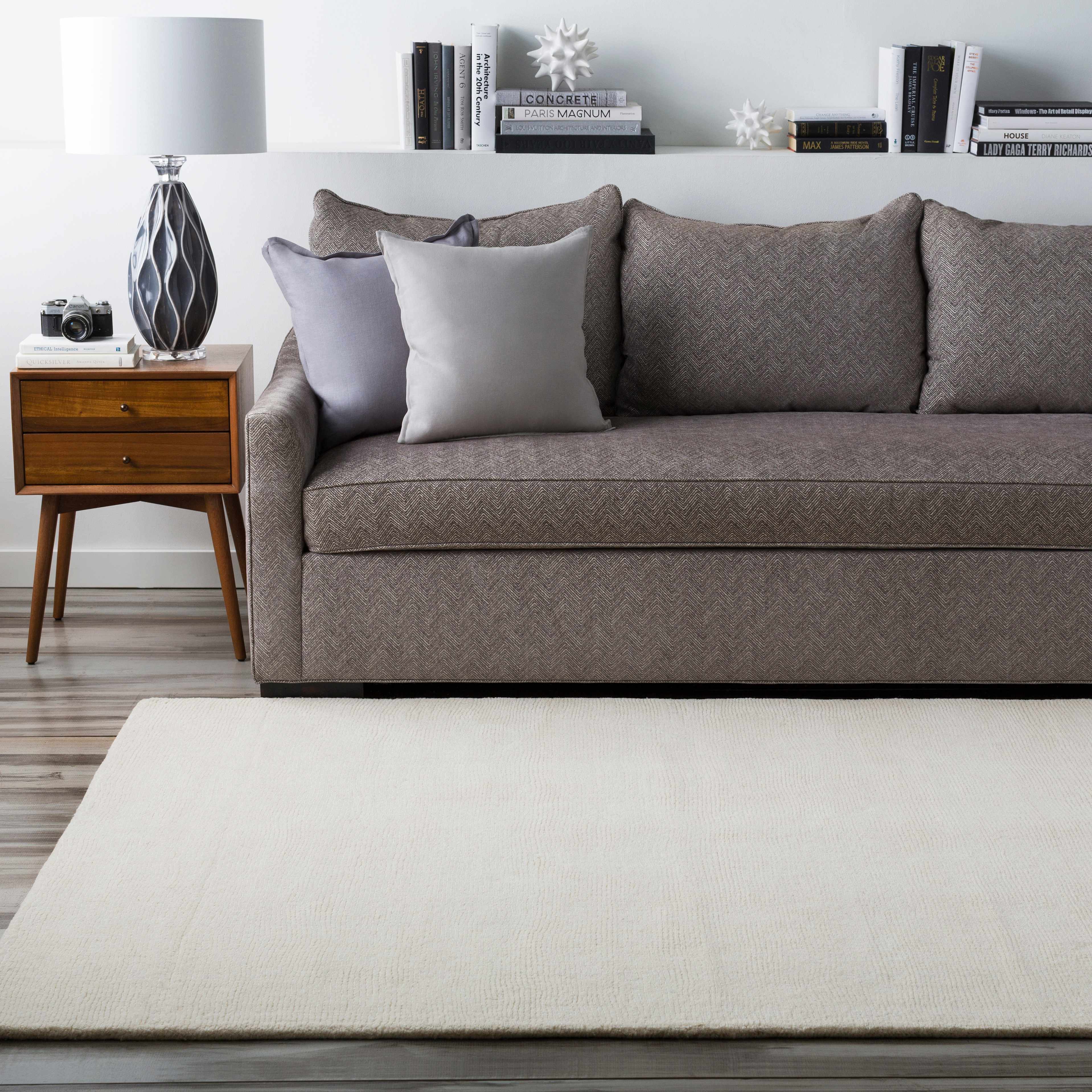 Brockton Solid Light Beige Wool Rug - Image 3