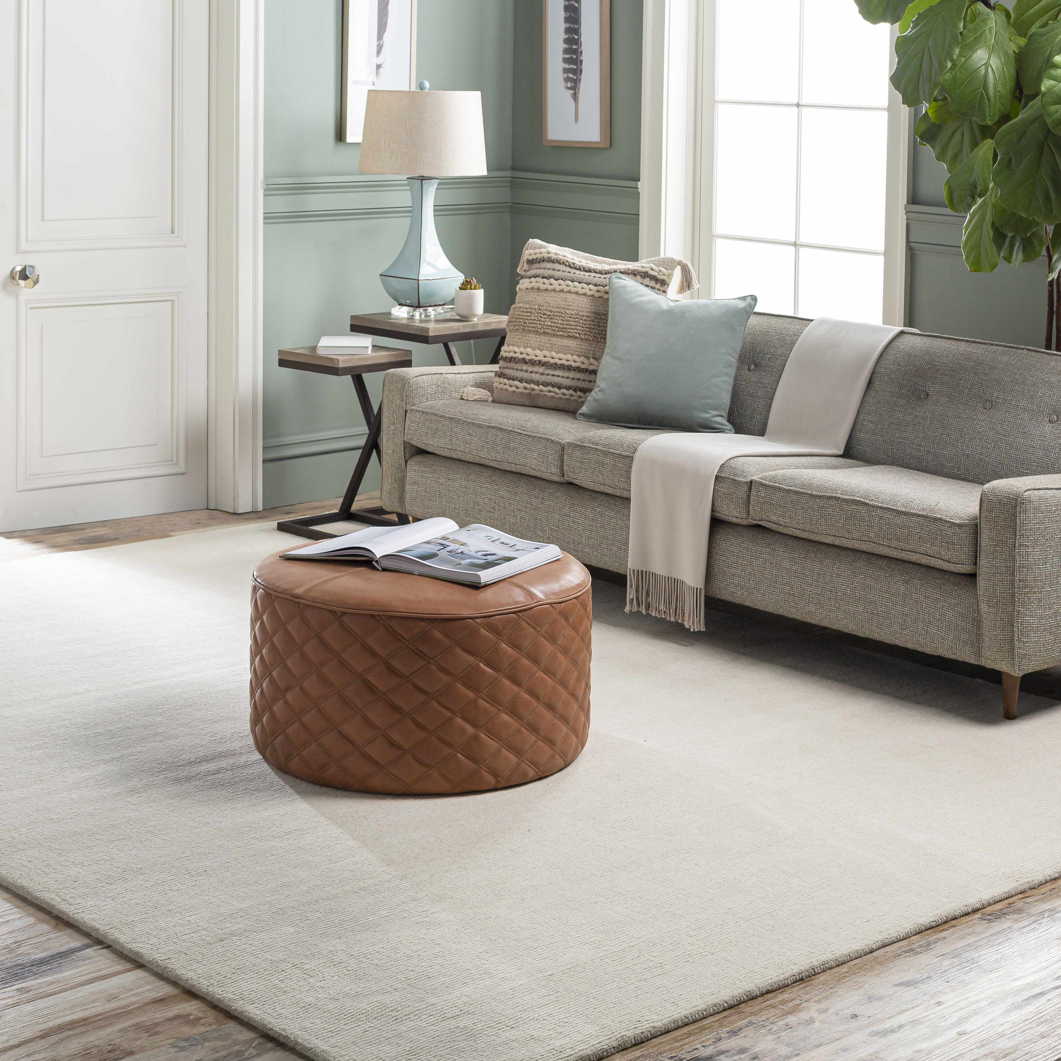 Brockton Solid Light Beige Wool Rug - Image 4