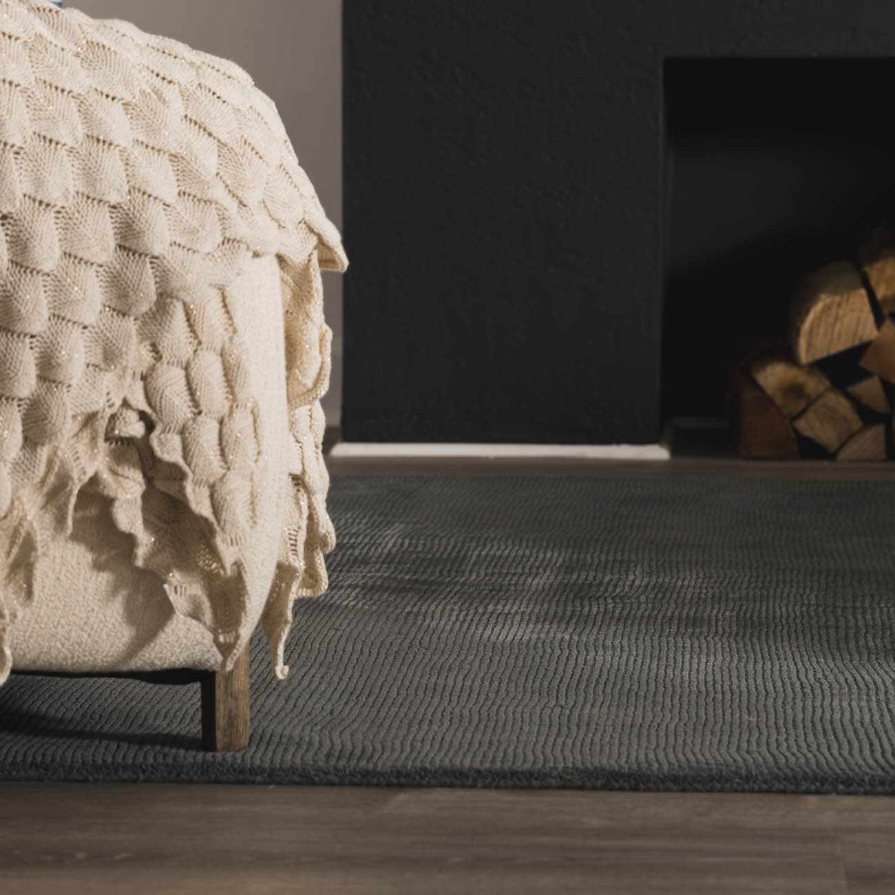 Brockton Solid Night Blue Wool Rug - Image 2