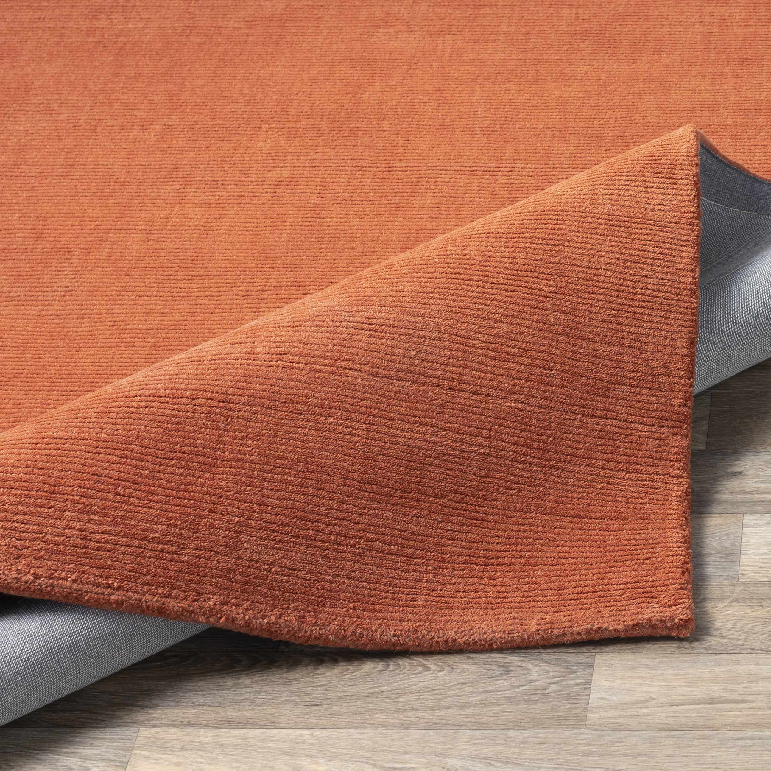 Brockton Solid Orange Wool Rug - Image 15