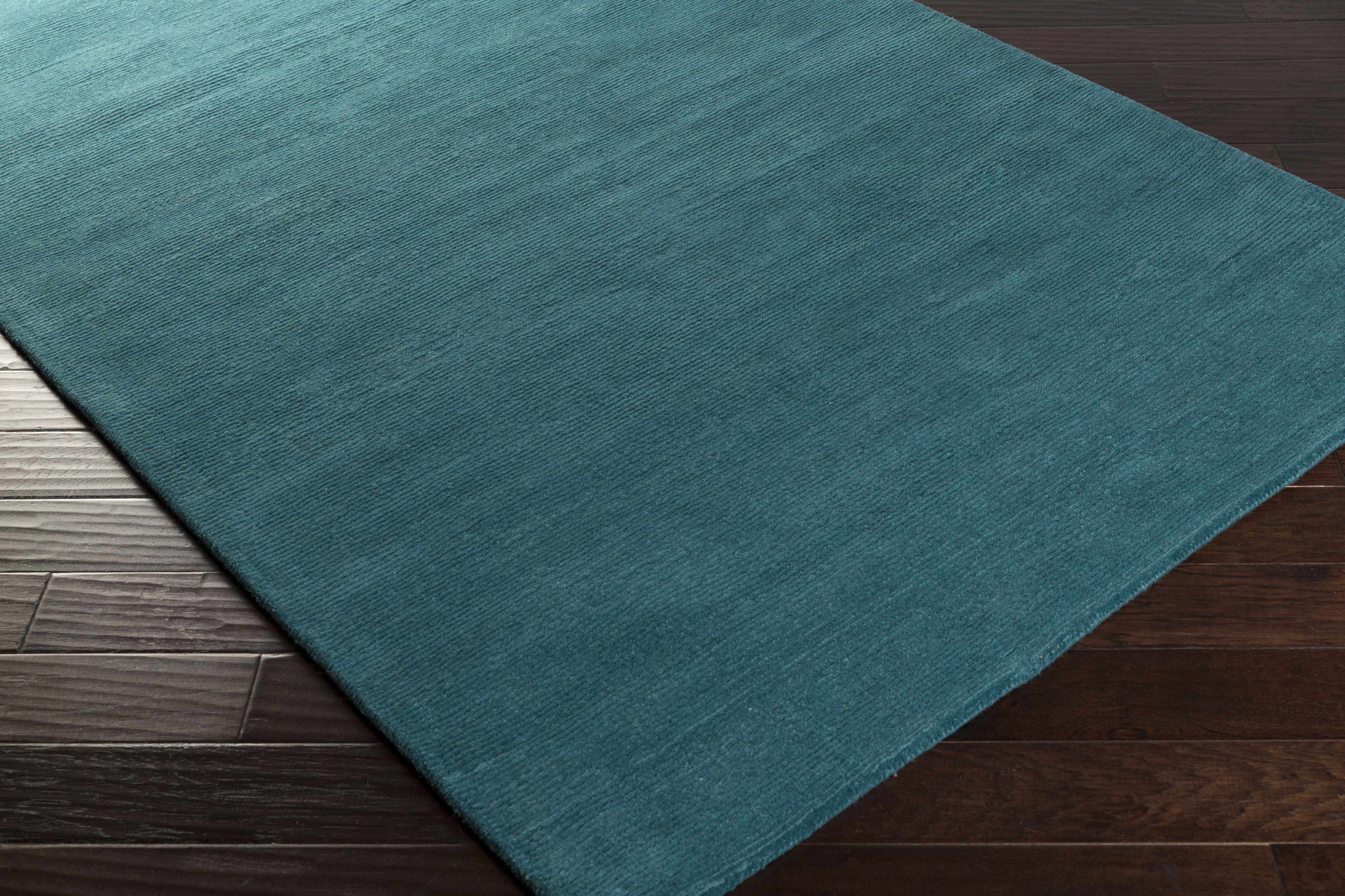 Brockton Solid Teal Wool Rug - Image 11