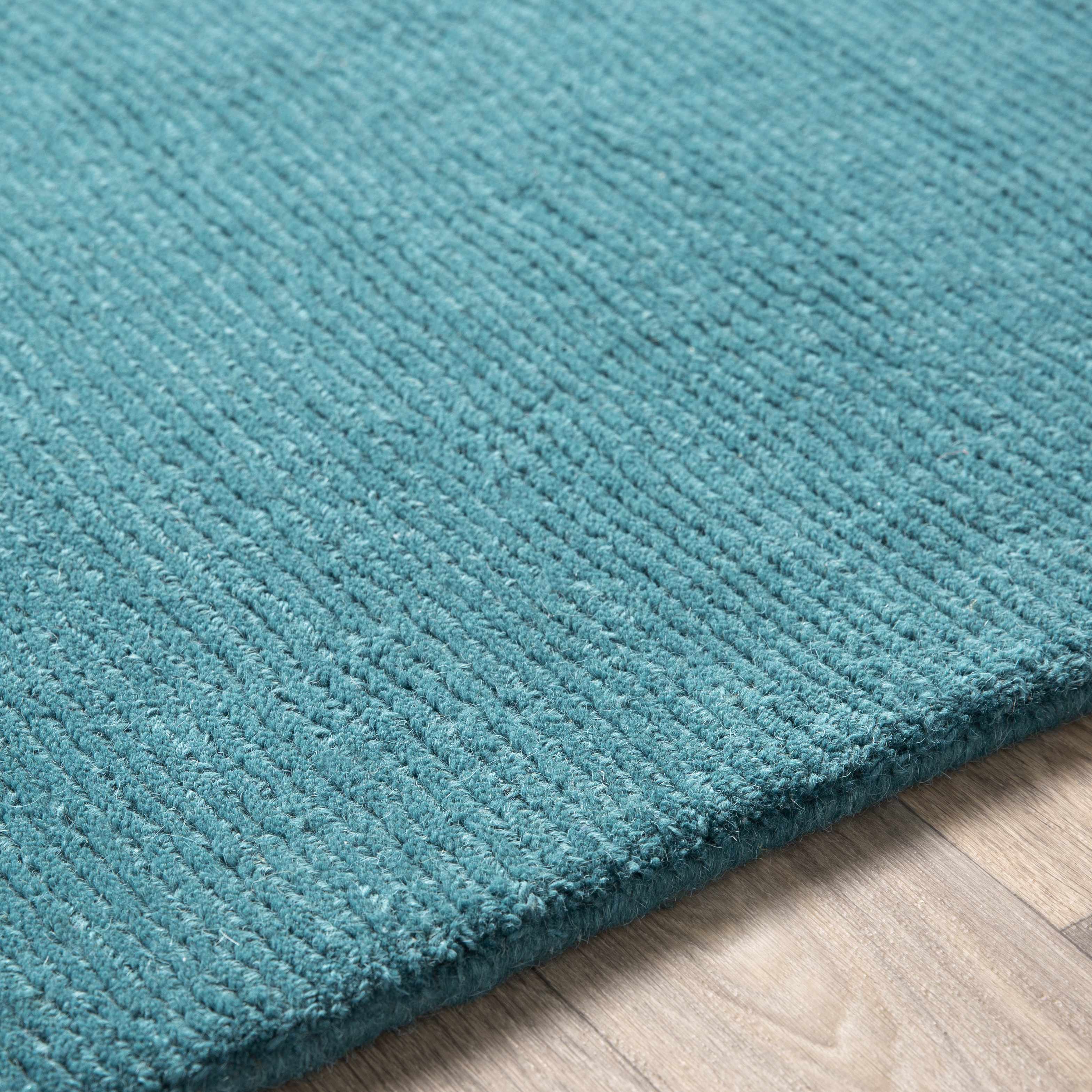 Brockton Solid Teal Wool Rug - Image 12