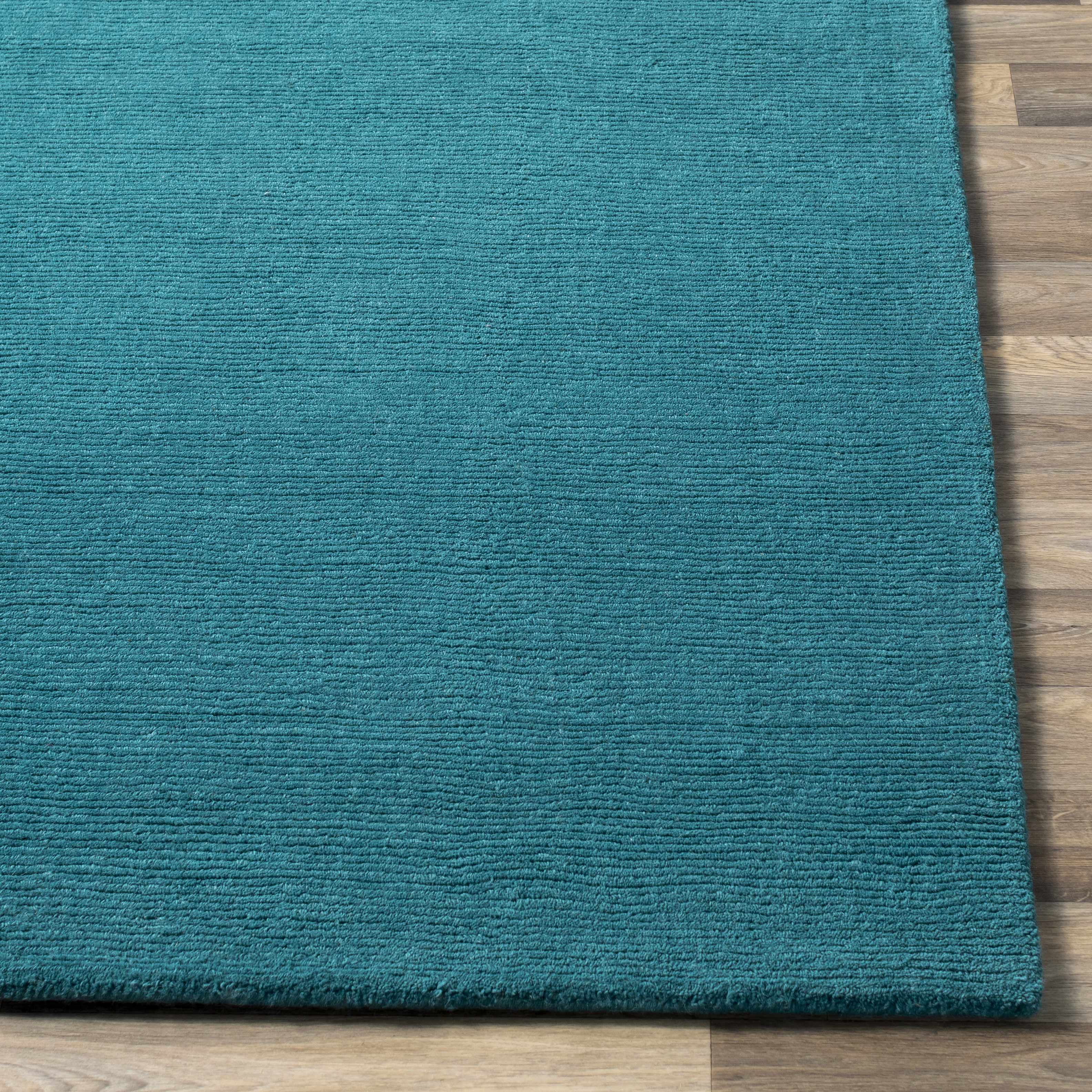 Brockton Solid Teal Wool Rug - Image 4