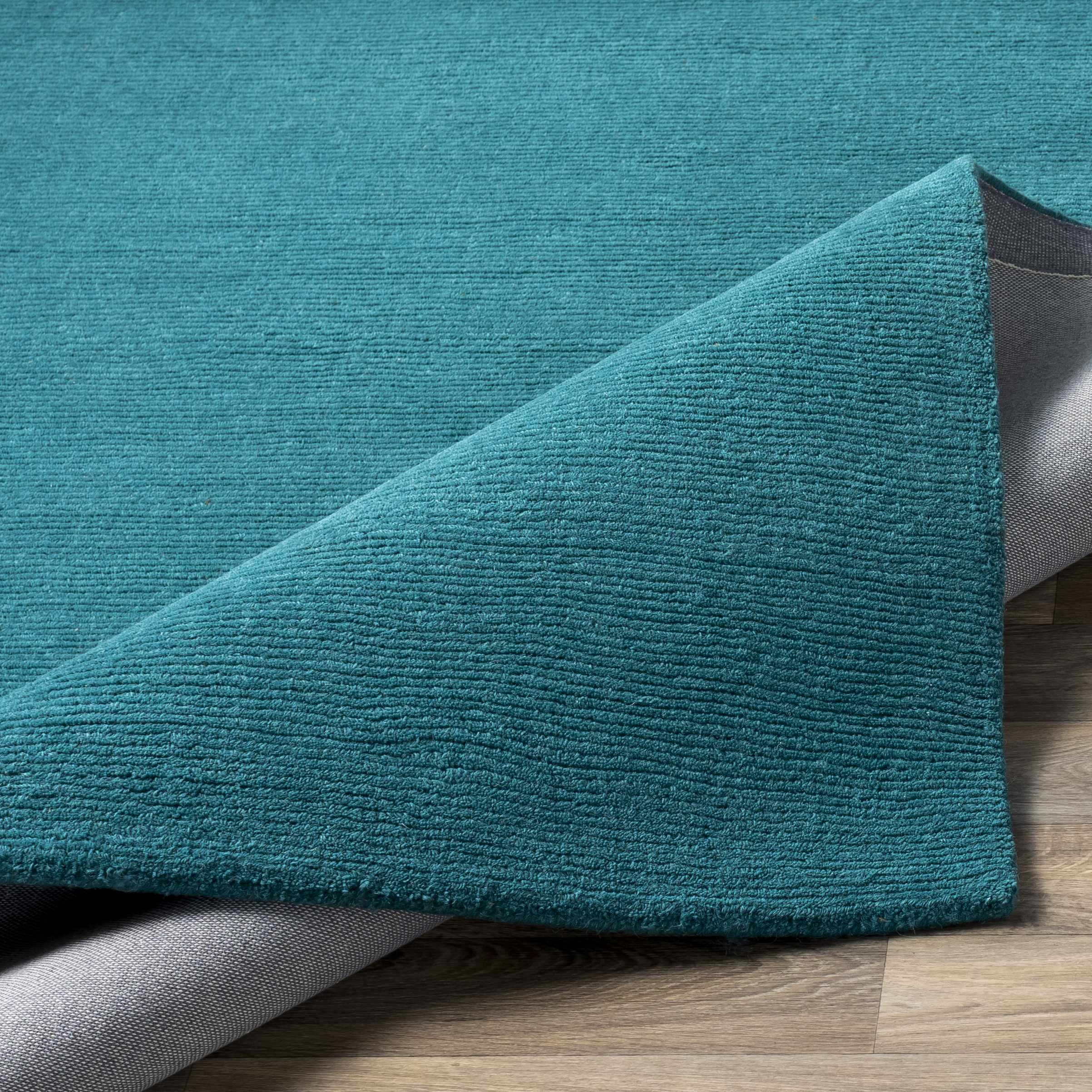 Brockton Solid Teal Wool Rug - Image 5