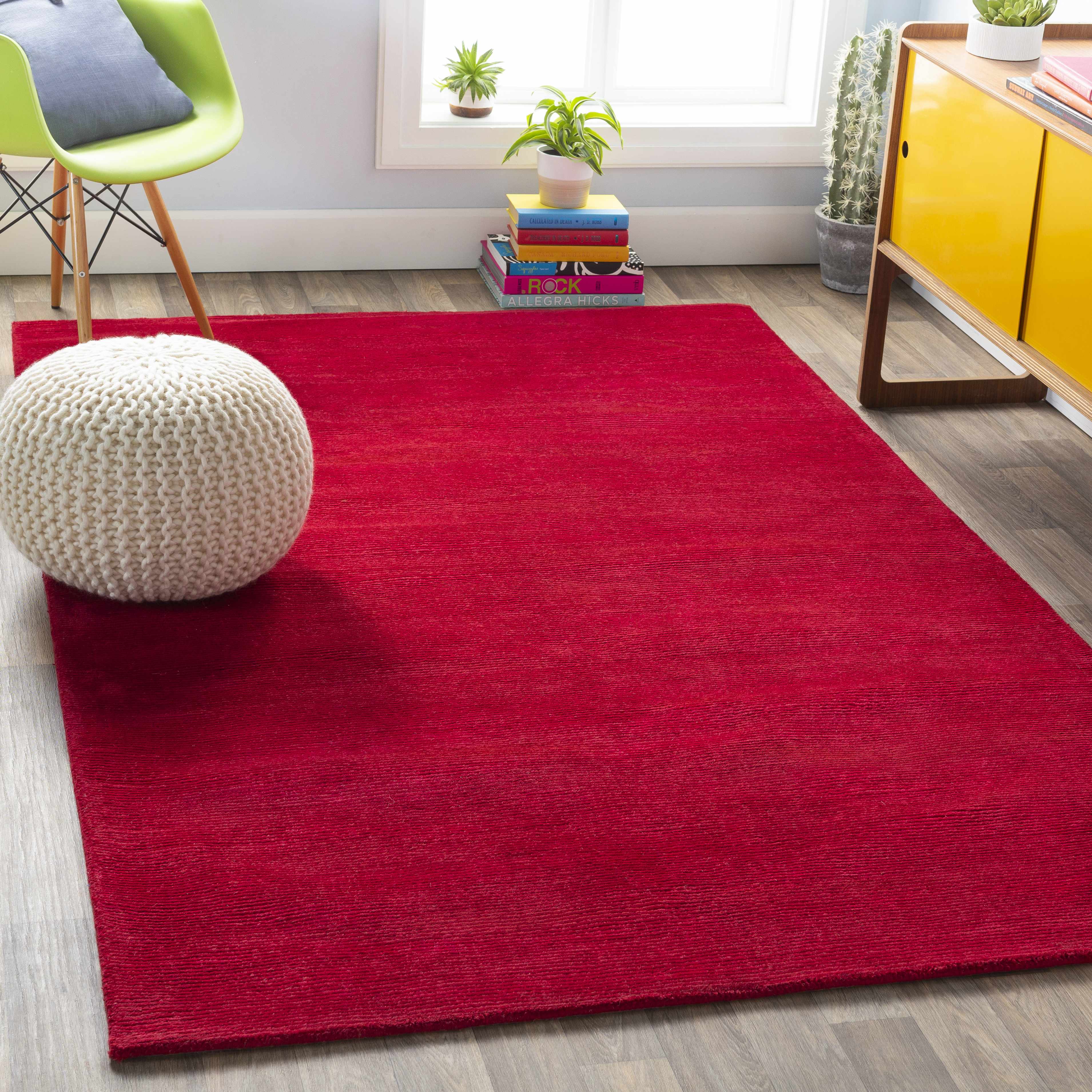 Brockton Solid Wool Crimson Red Area Rug - Clearance - Image 2