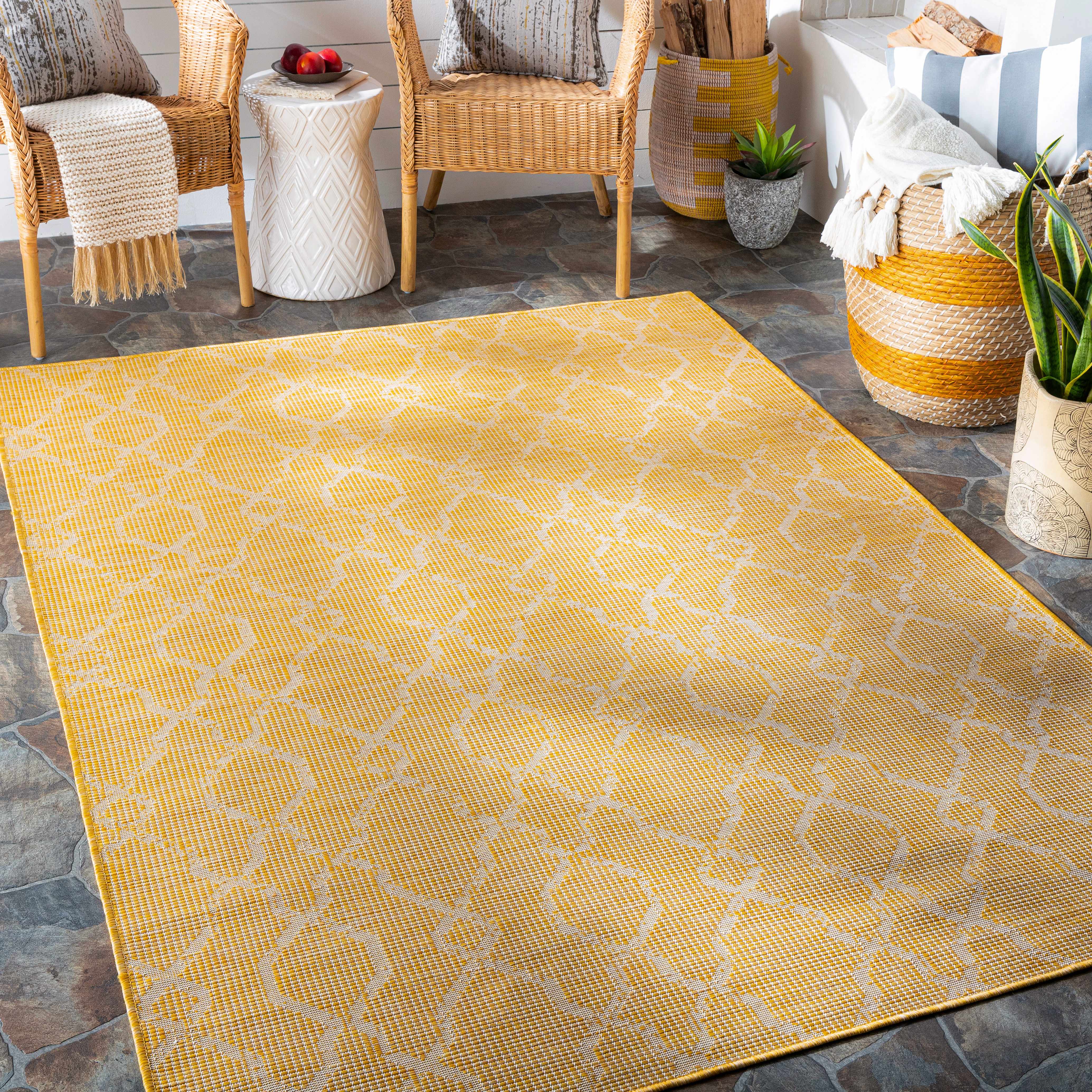 Brocton Yellow Flatweave Rug - Clearance - Image 2