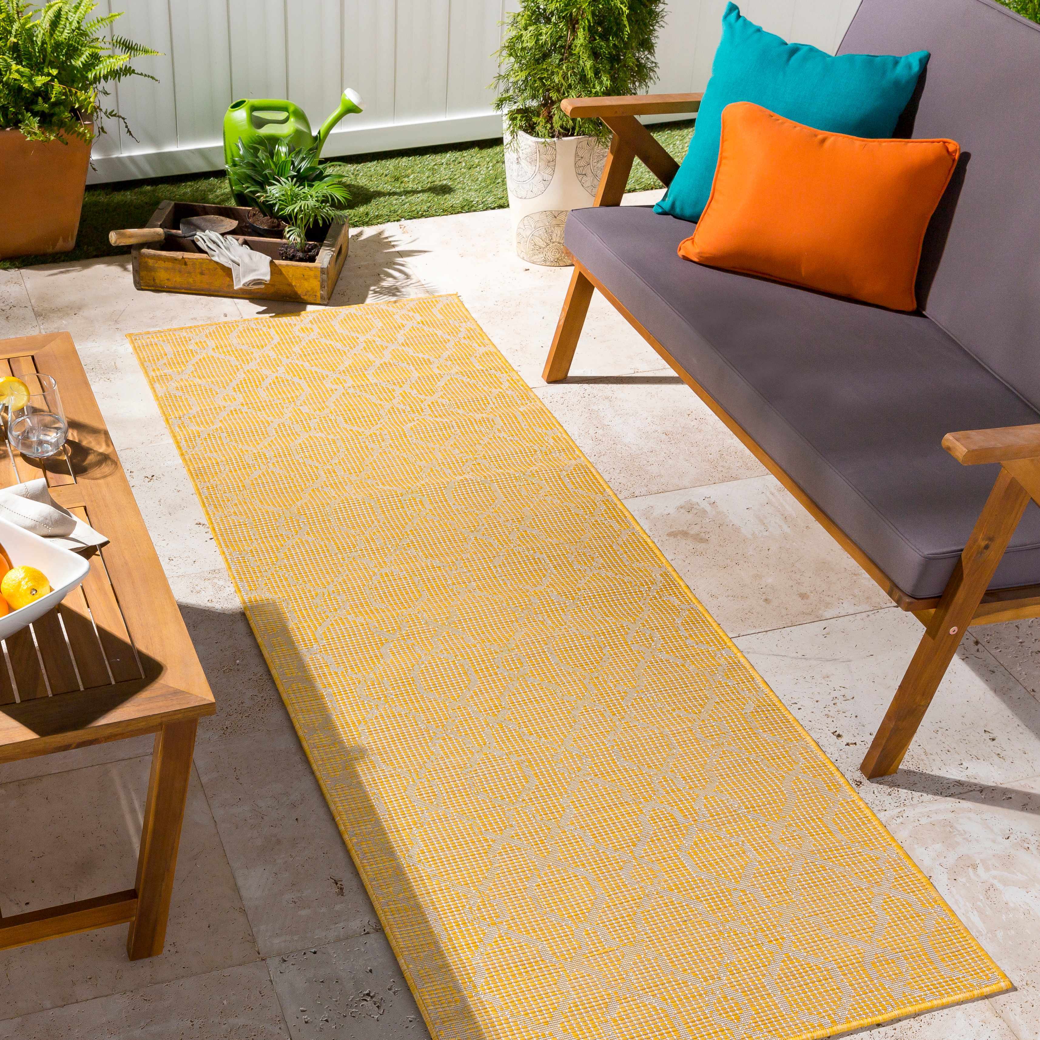 Brocton Yellow Flatweave Rug - Clearance - Image 4