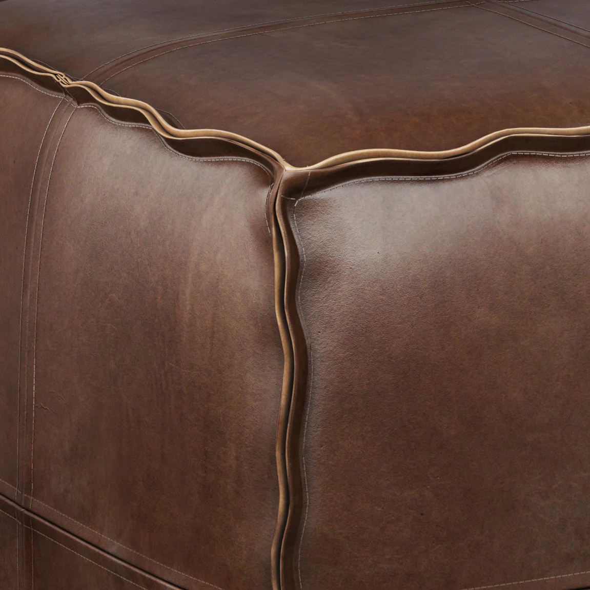 Brody Square Pouf Distressed Dark Brown - Image 2