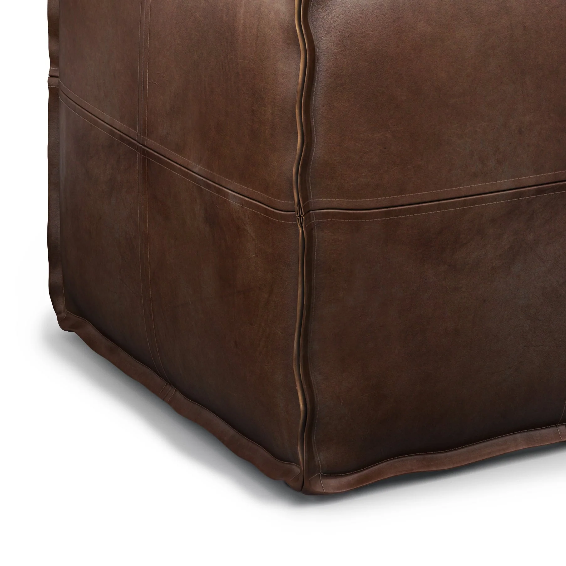 Brody Square Pouf Distressed Dark Brown - Image 3