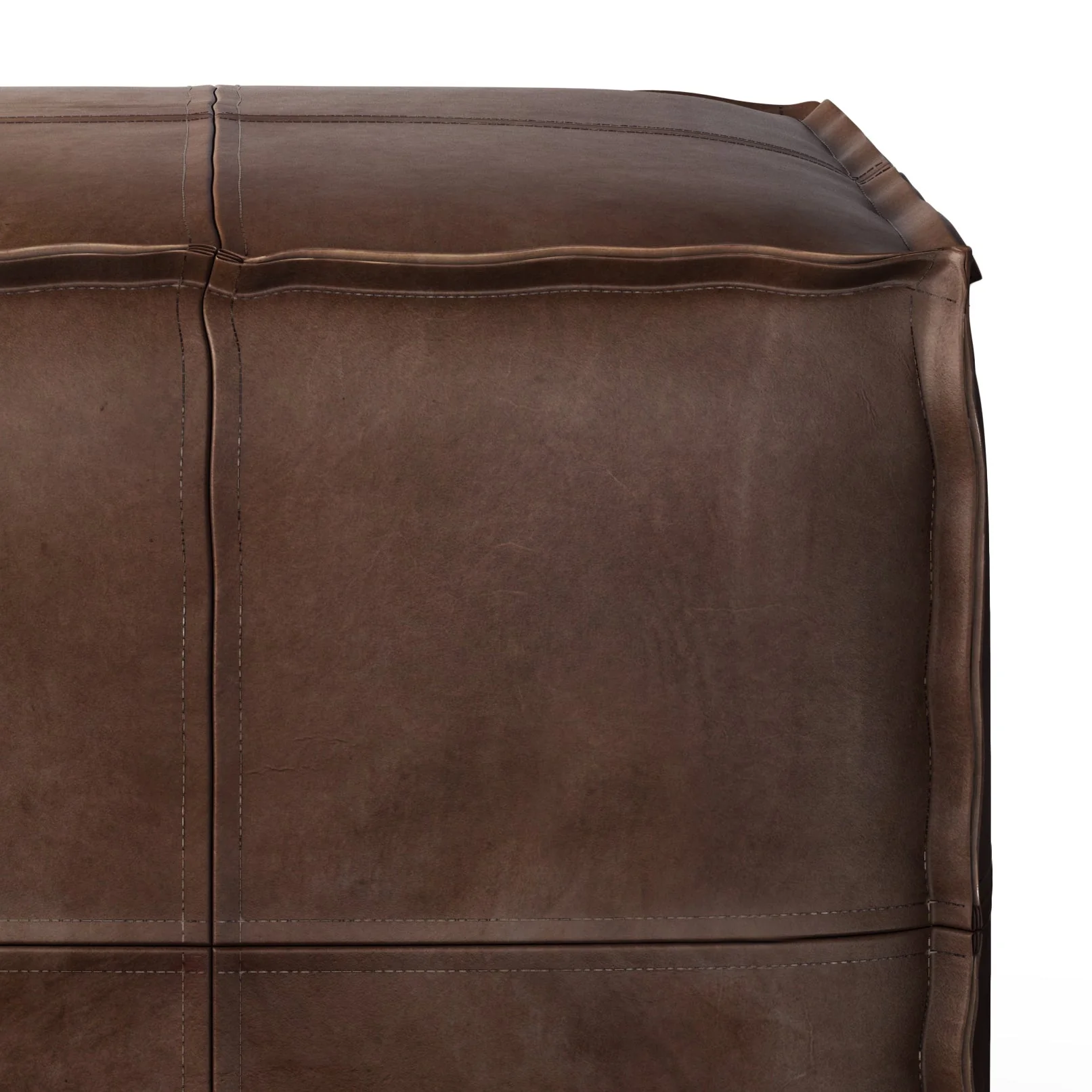 Brody Square Pouf Distressed Dark Brown - Image 4