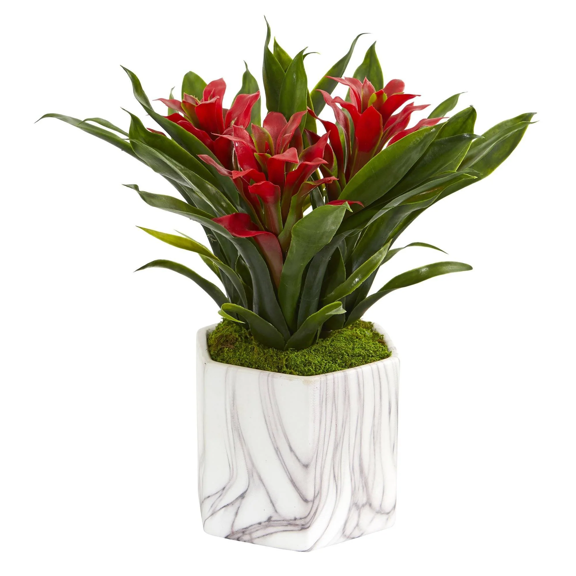 Bromeliad Artificial Plant in Marble Finished Vase - Image 3