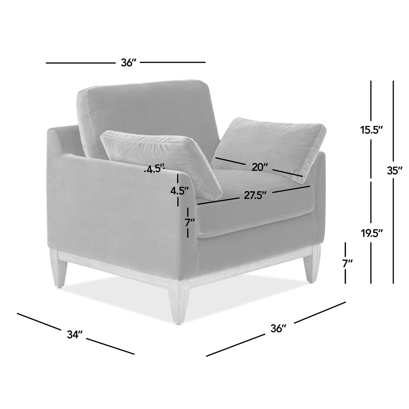 Brooding Upholstered Accent Chair with Arm Cushions and Wood Legs - Image 2