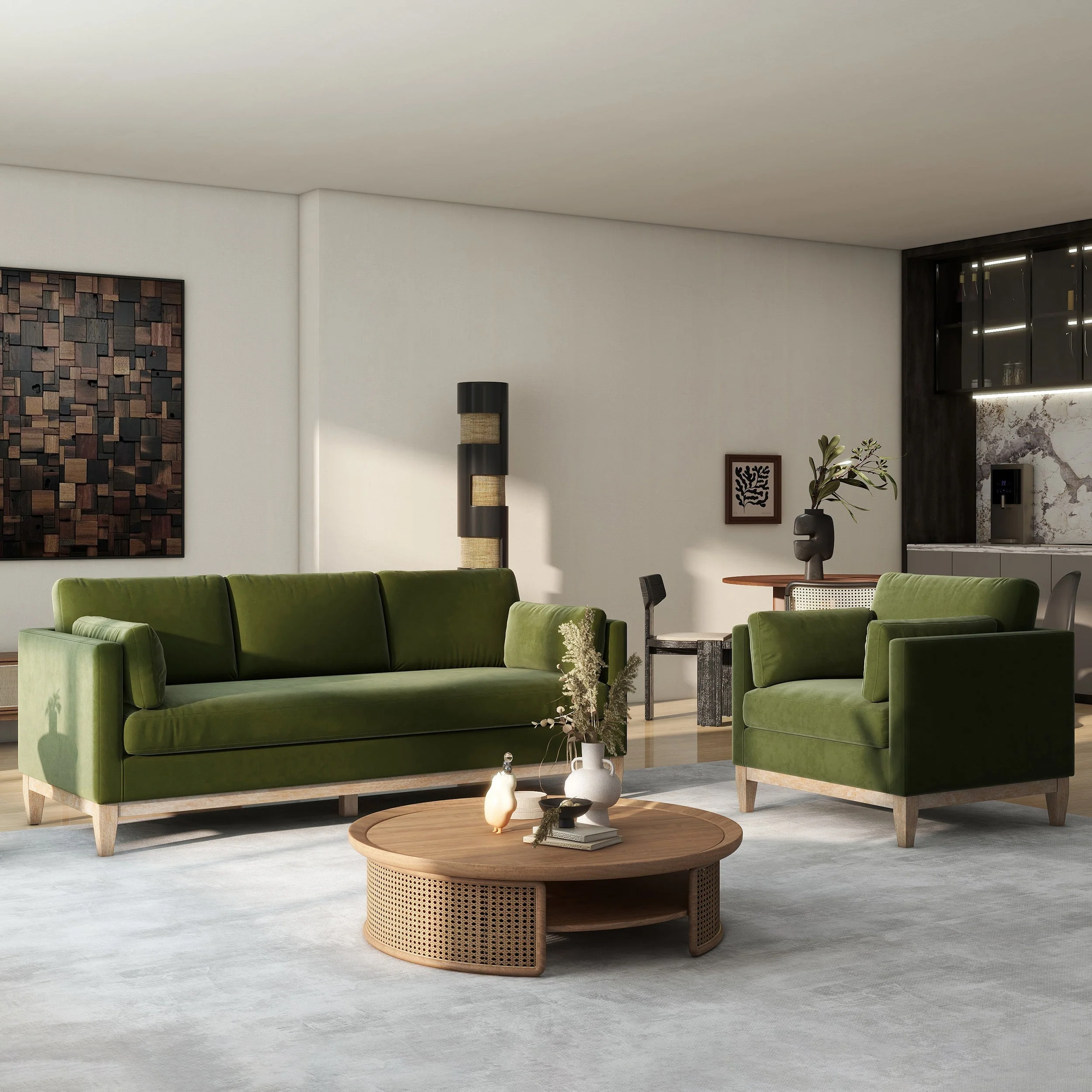 Brooding Upholstered Accent Chair with Arm Cushions and Wood Legs - Image 3