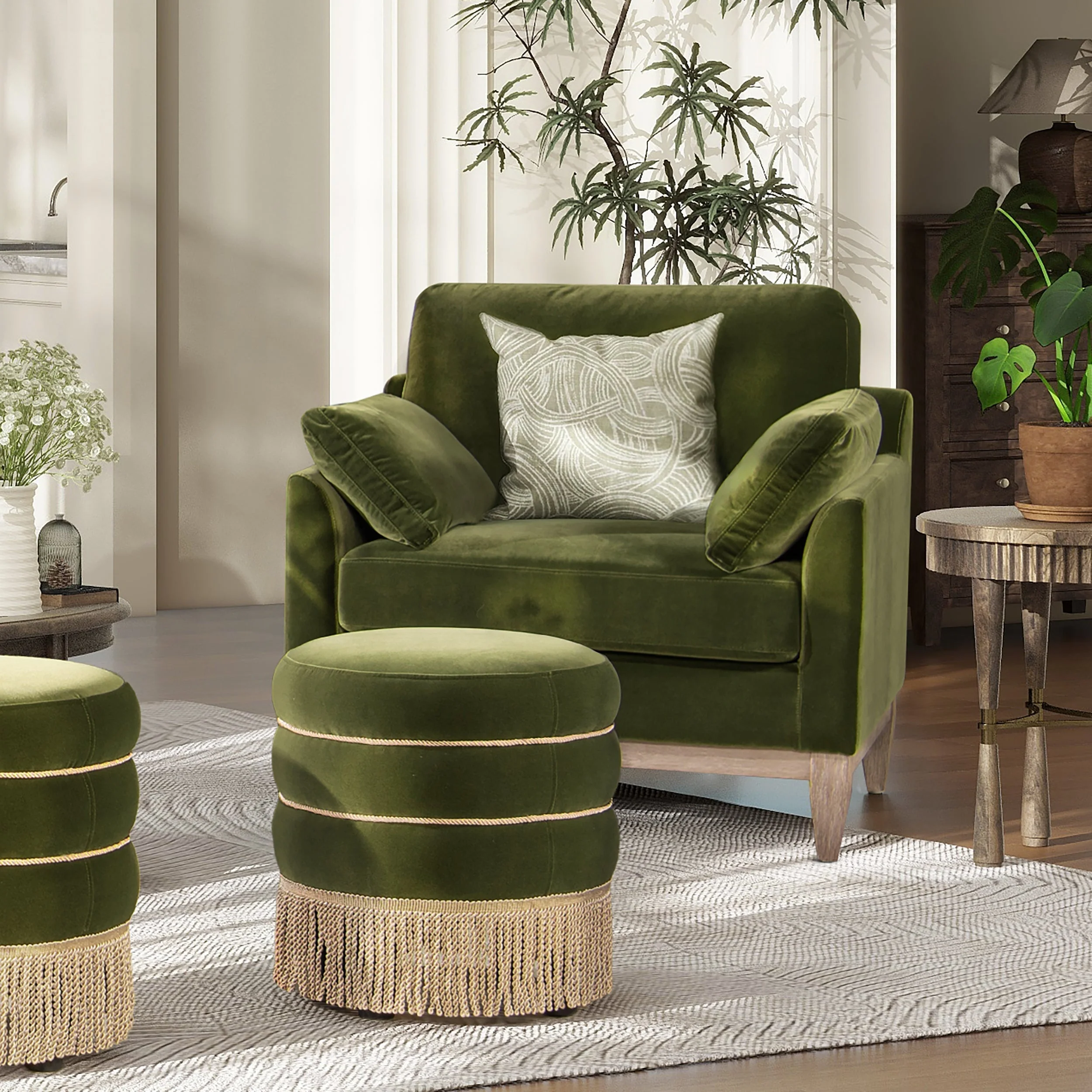 Brooding Upholstered Accent Chair with Arm Cushions and Wood Legs - Image 5
