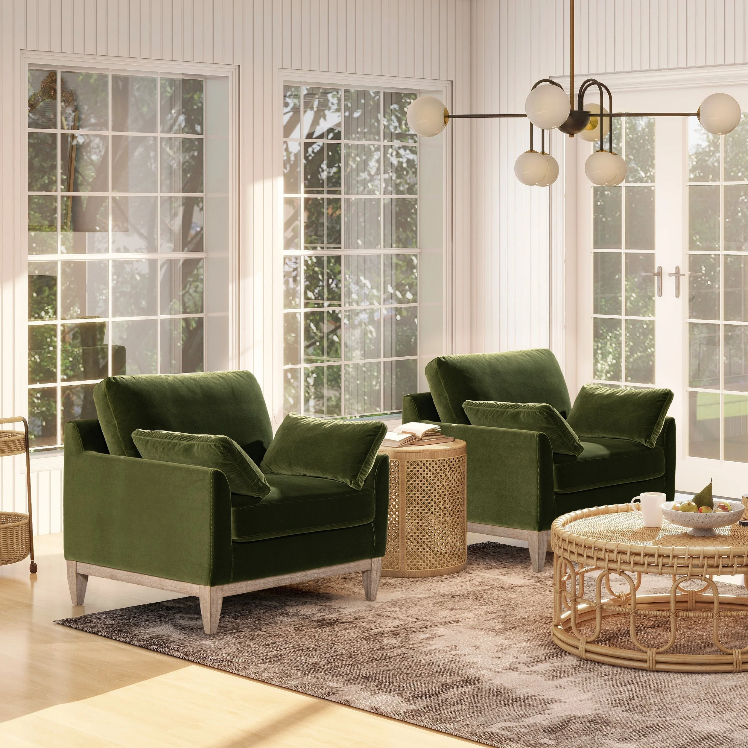 Brooding Upholstered Accent Chair with Arm Cushions and Wood Legs - Image 6