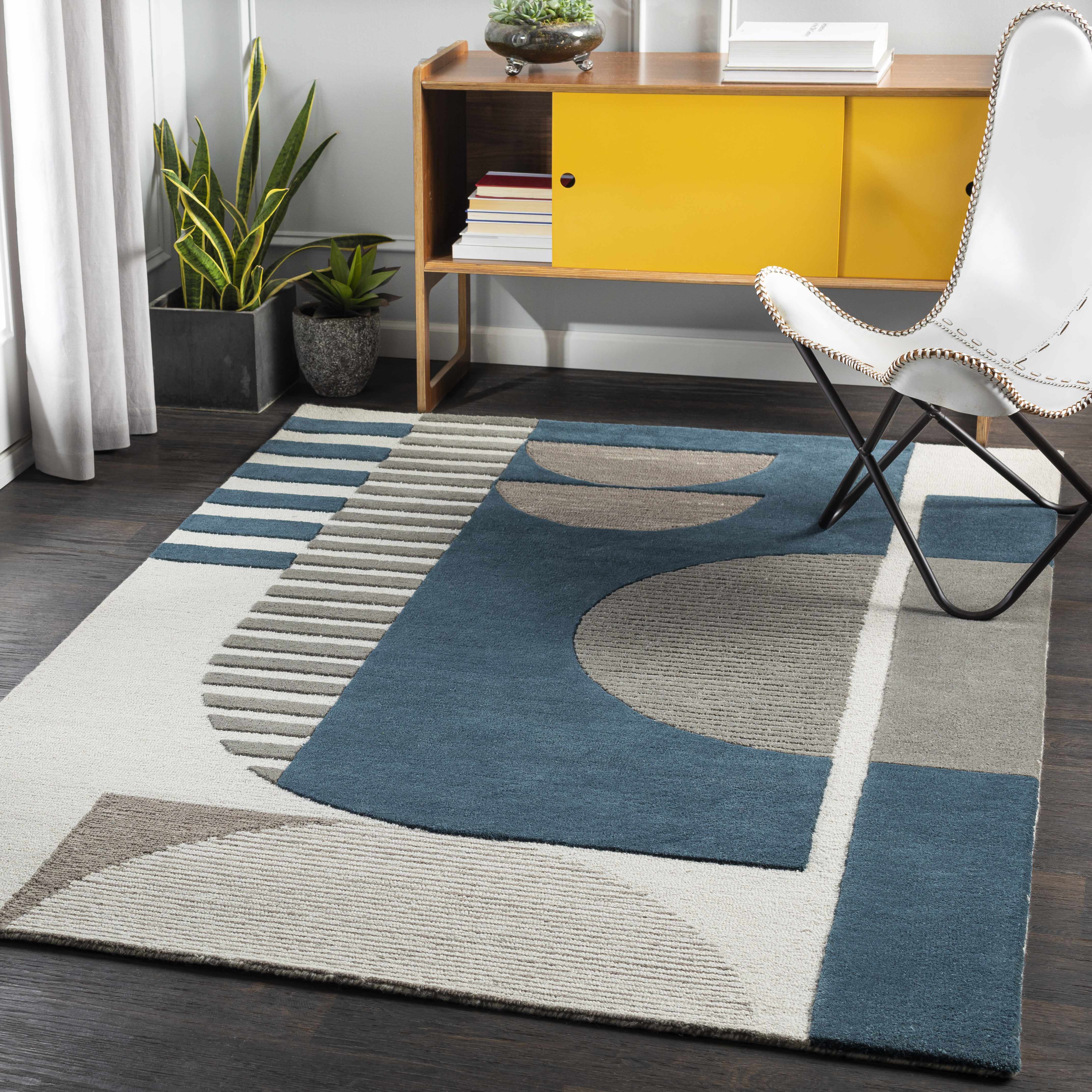 Brooklyn Blue&Gray Modern Wool Rug - Image 2