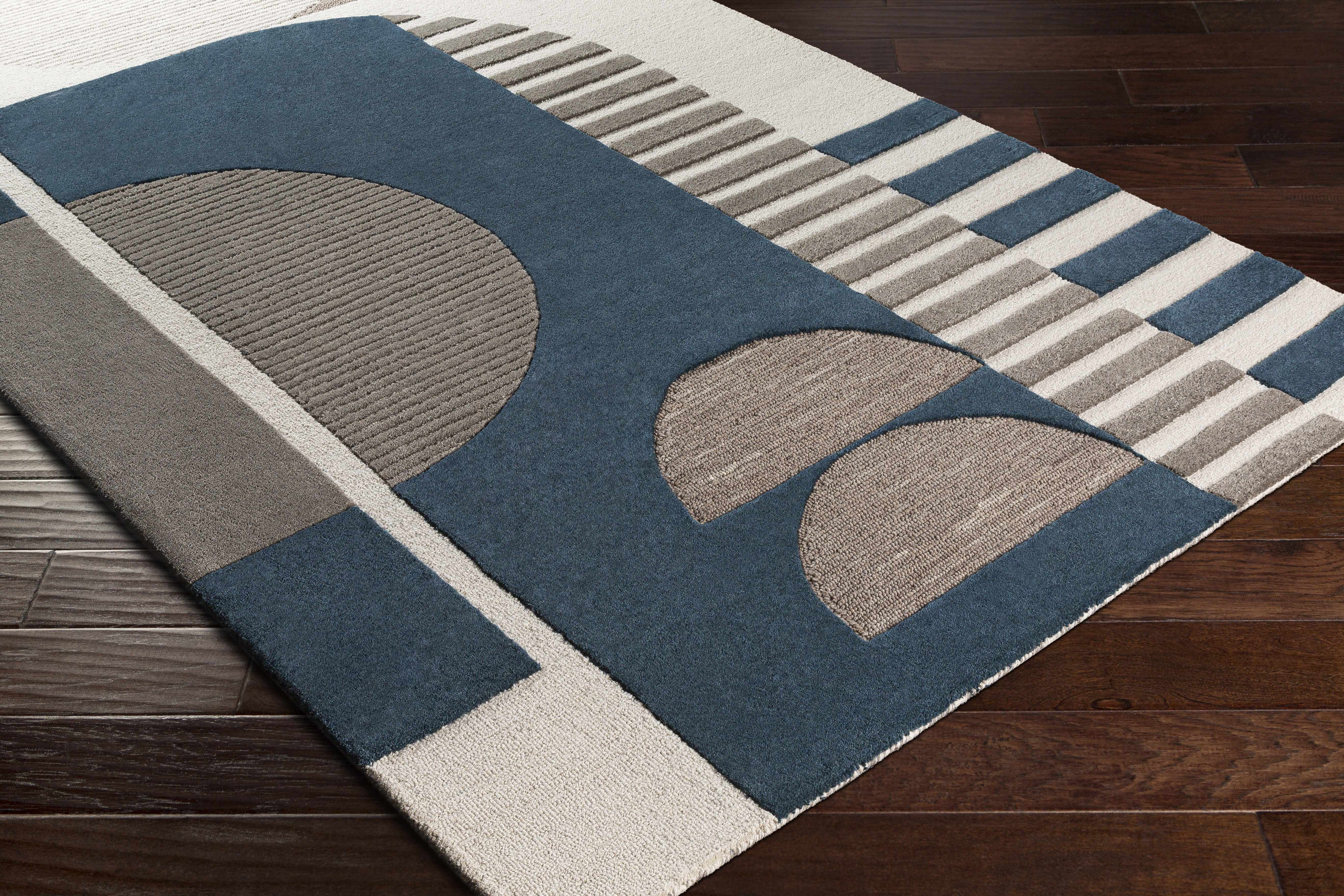Brooklyn Blue&Gray Modern Wool Rug - Image 6