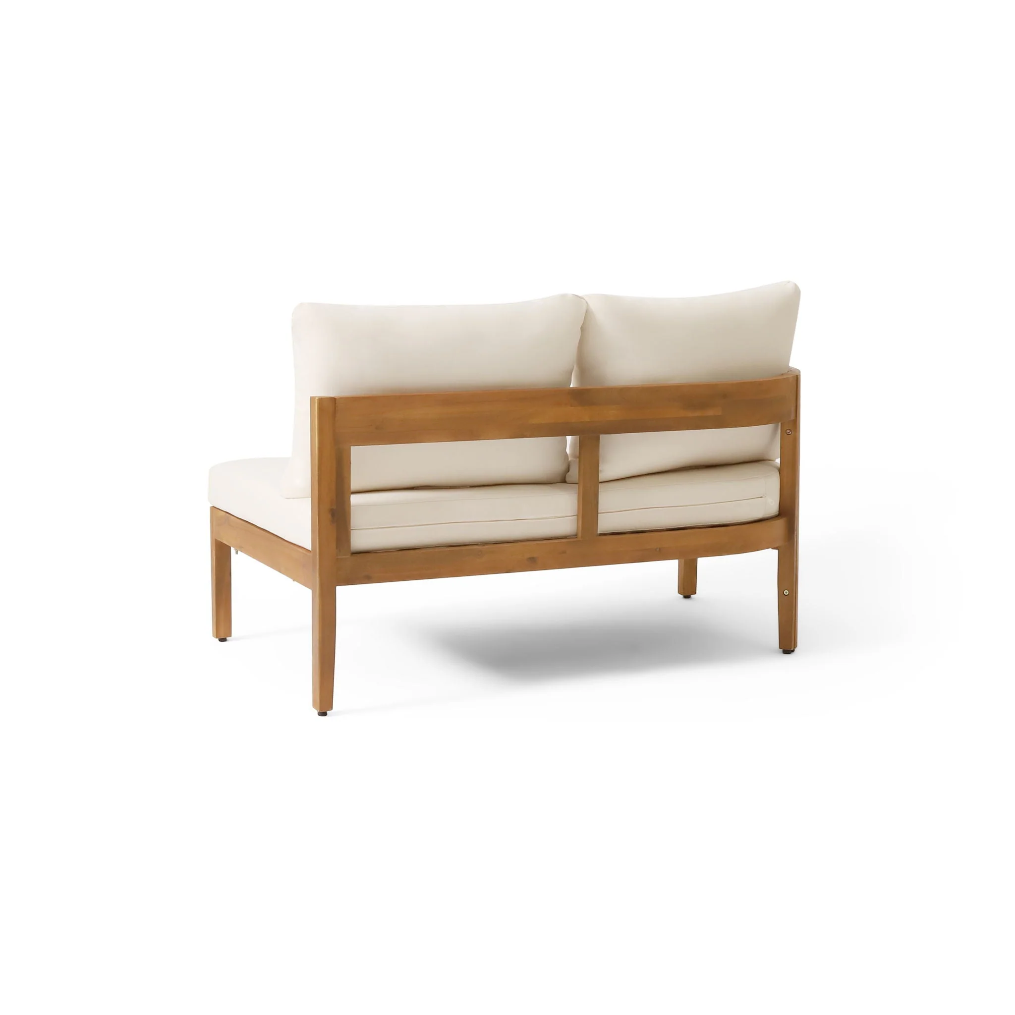 Brooklyn - Sofa Set Rounded Tuxedo Design - Teak / Beige - Image 3