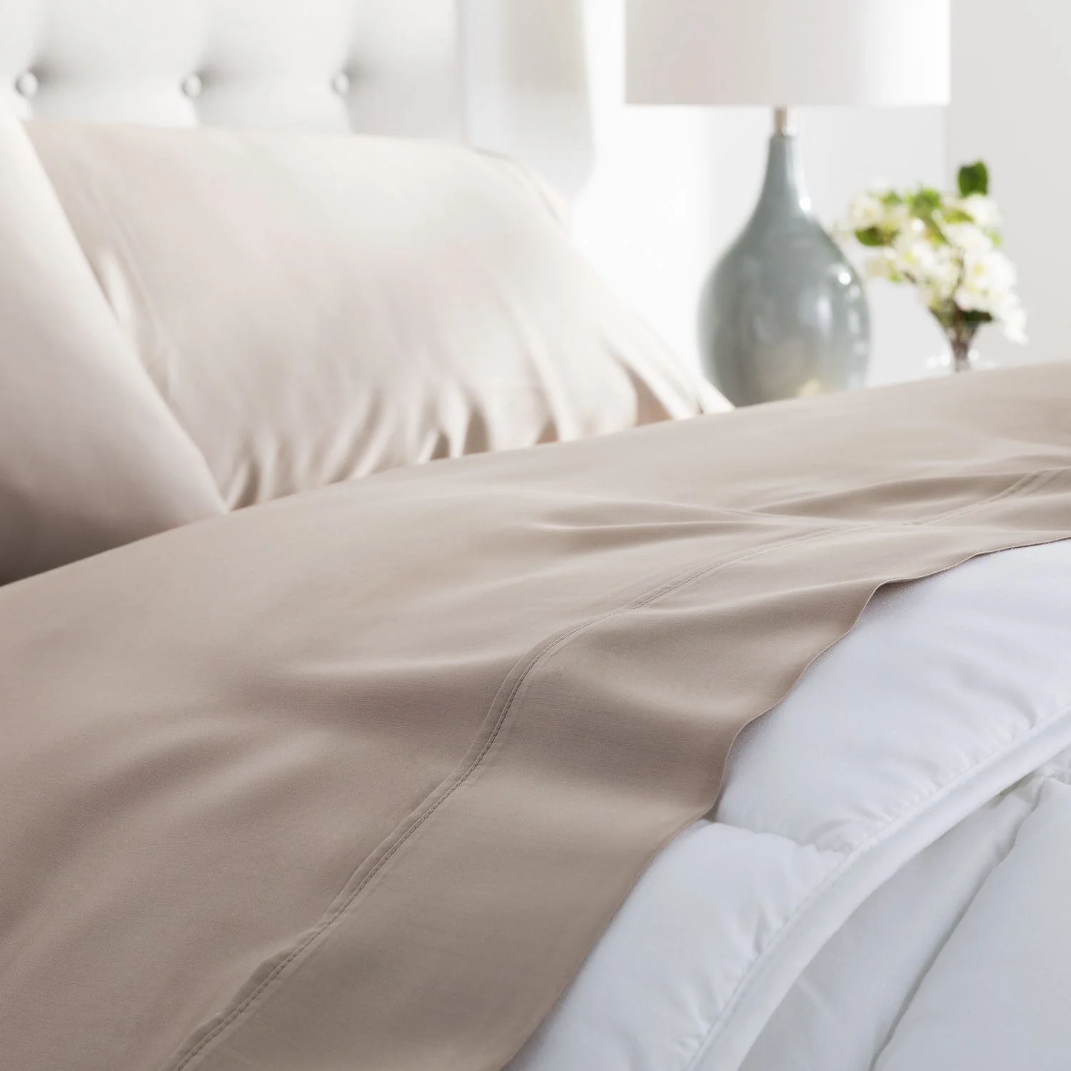 Brookside Tencel Sheet Set - Split King - Sandstone - Image 2