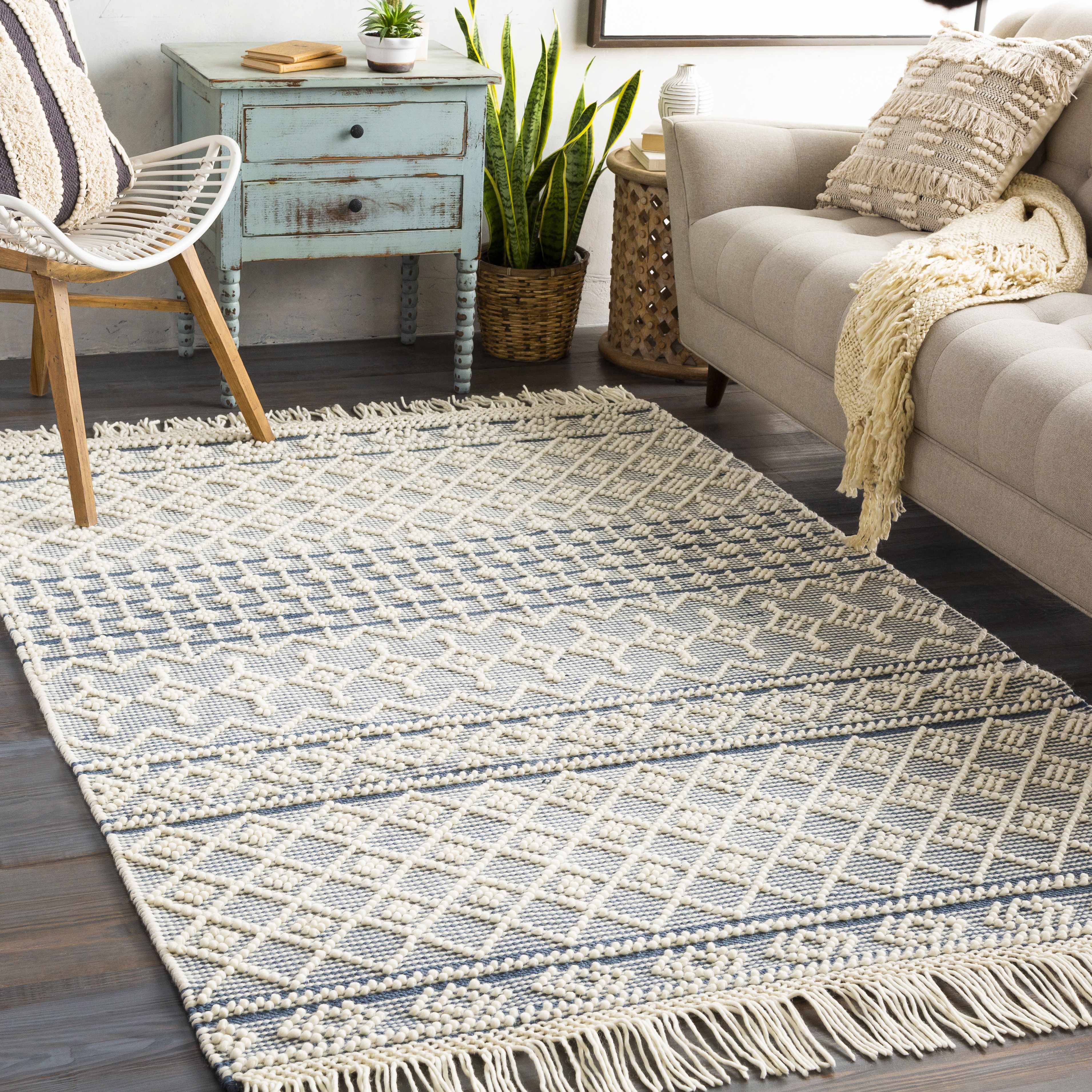 Brothers Blue Wool&Cotton Rug - Clearance - Image 2