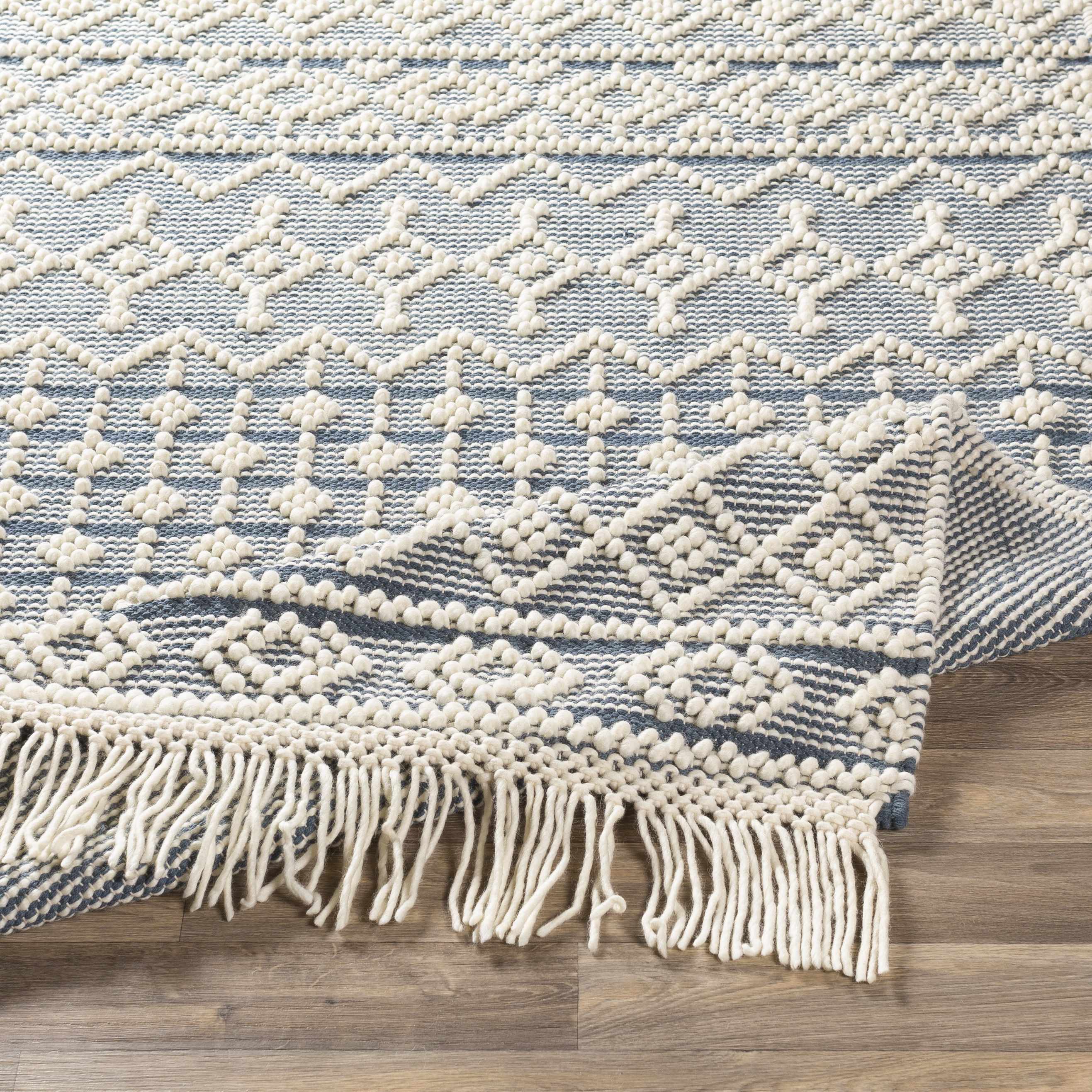 Brothers Blue Wool&Cotton Rug - Clearance - Image 6