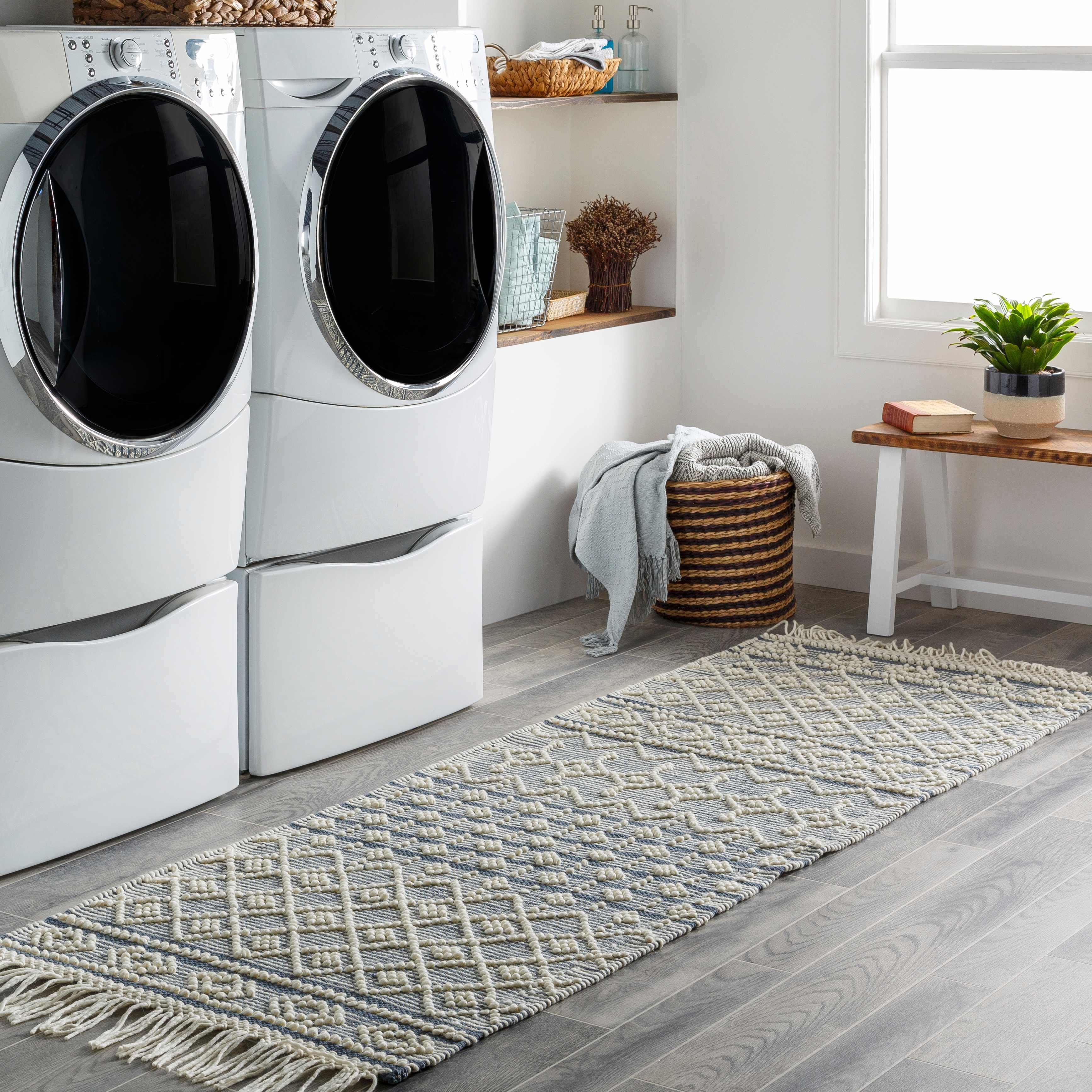 Brothers Blue Wool&Cotton Rug - Clearance - Image 9