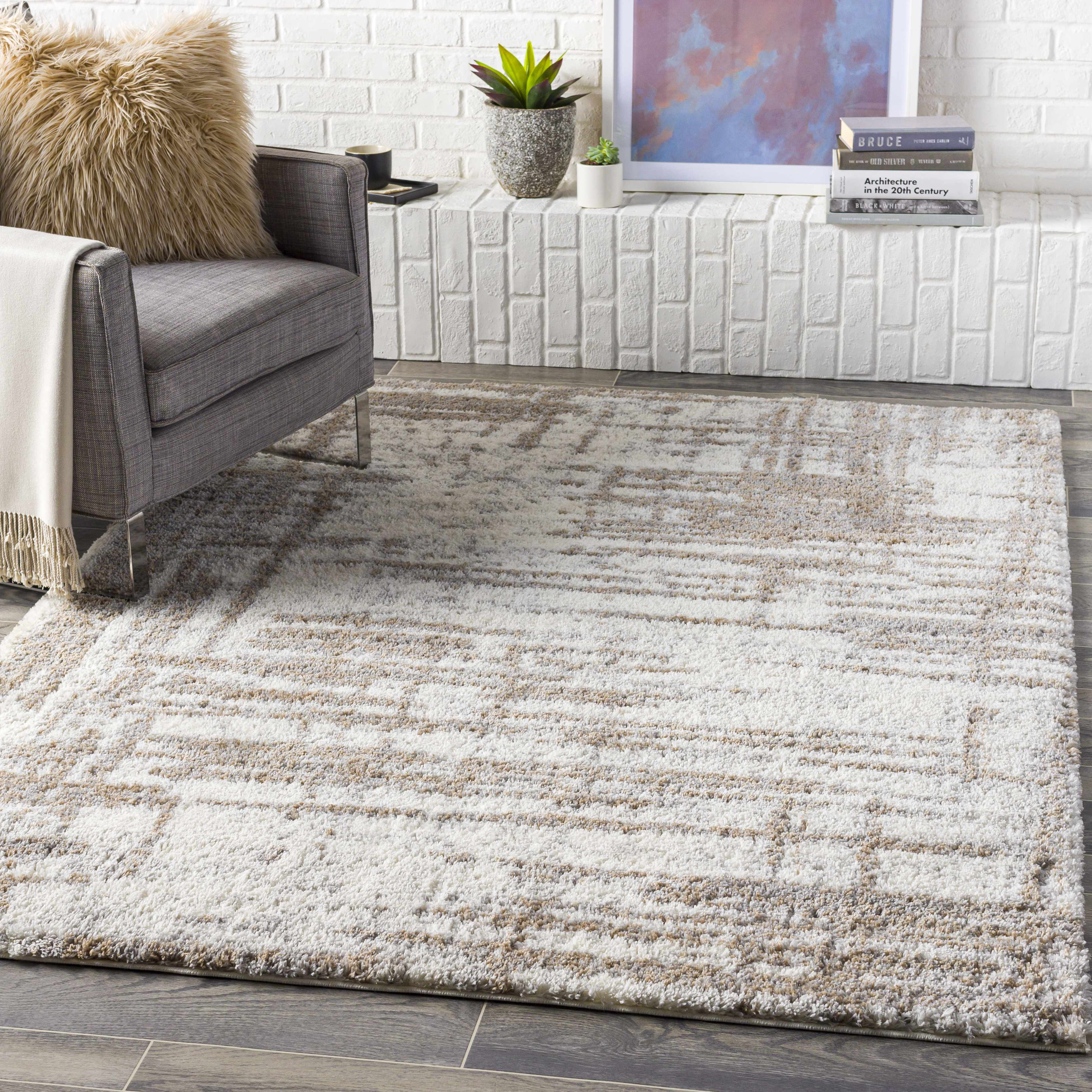 Broulee Abstract Striped Plush Rug - Image 2