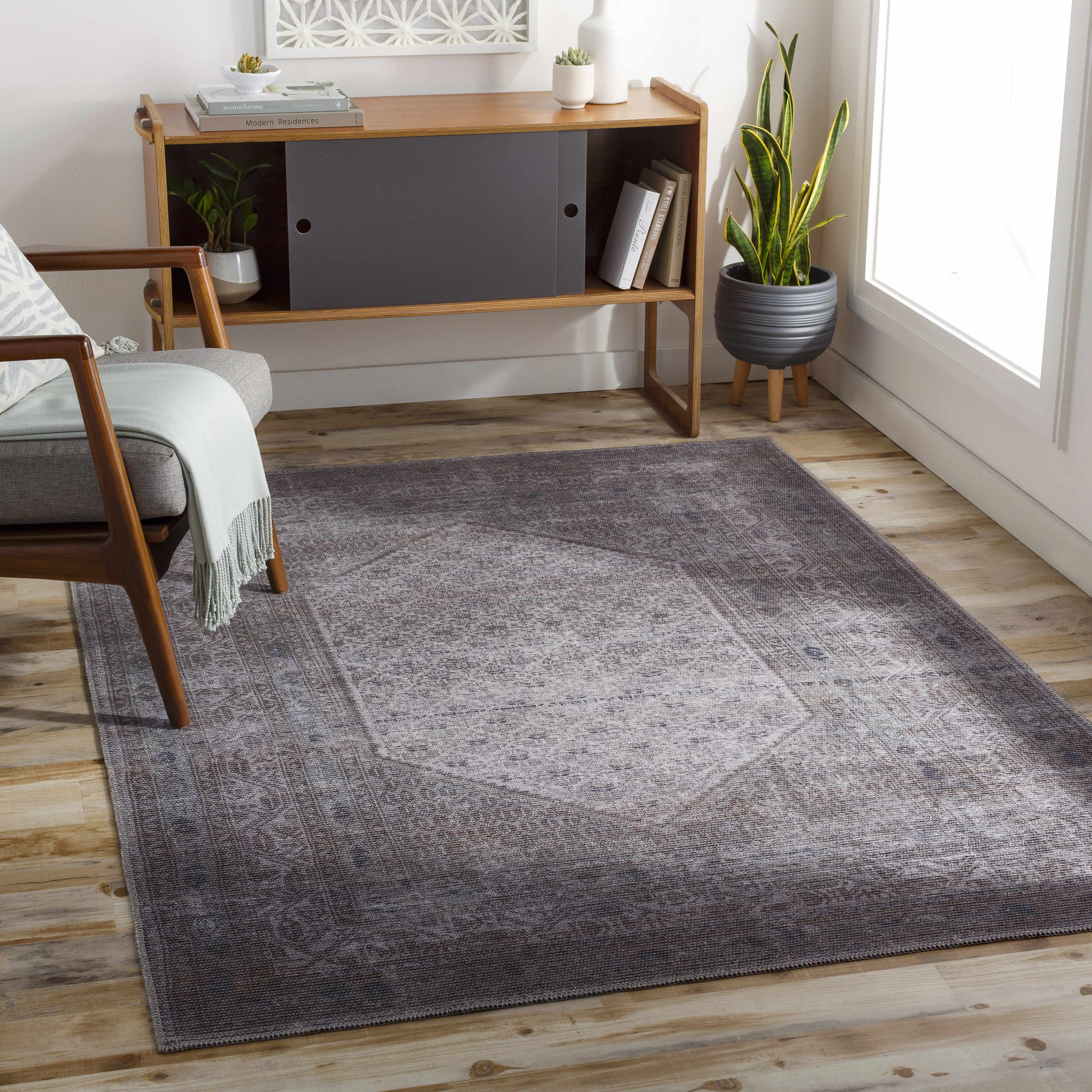 Brown Ballinasloe Vintage Washable Area Rug - Clearance - Image 2