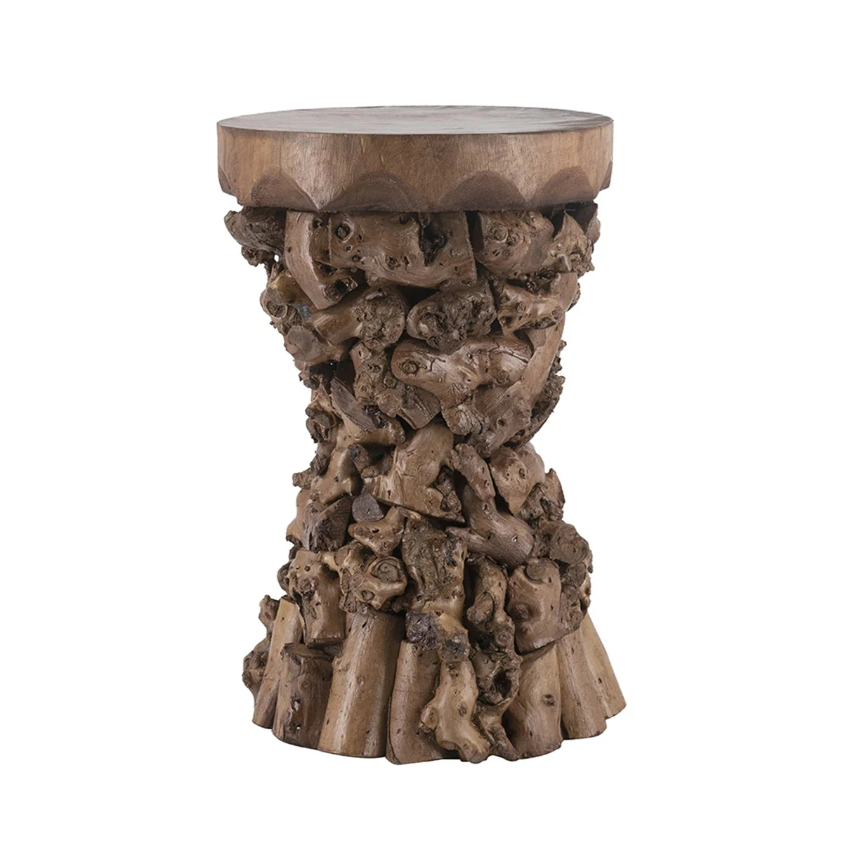 Brown Mulberry and Paulownia Wood Accent Table with Organic Tree Root Base - Image 3