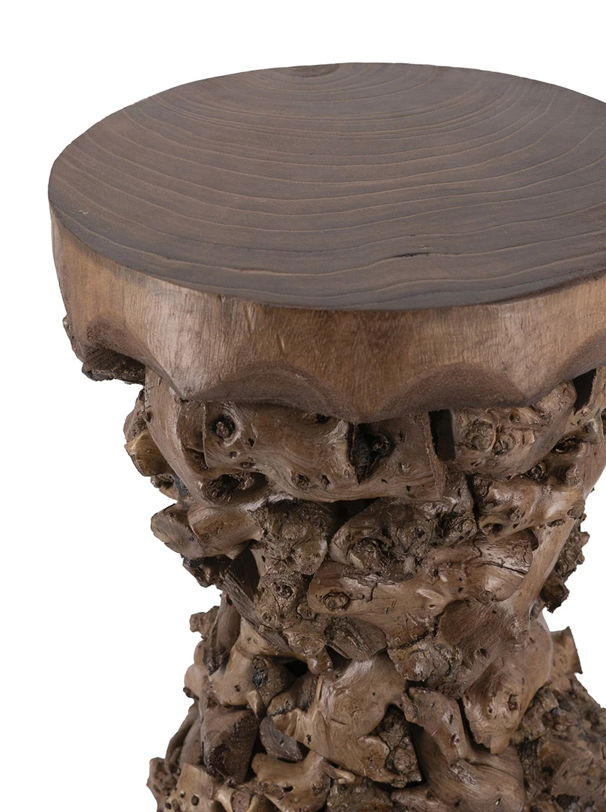 Brown Mulberry and Paulownia Wood Accent Table with Organic Tree Root Base - Image 4