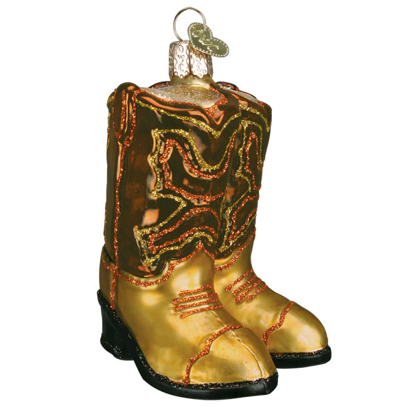 Brown Pair of Cowboy Boots Ornament - Image 3