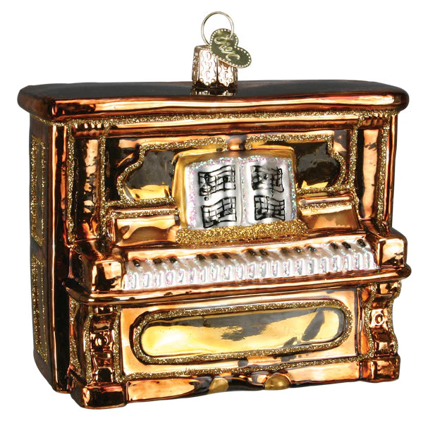 Brown Upright Piano Glass Ornament - Image 3